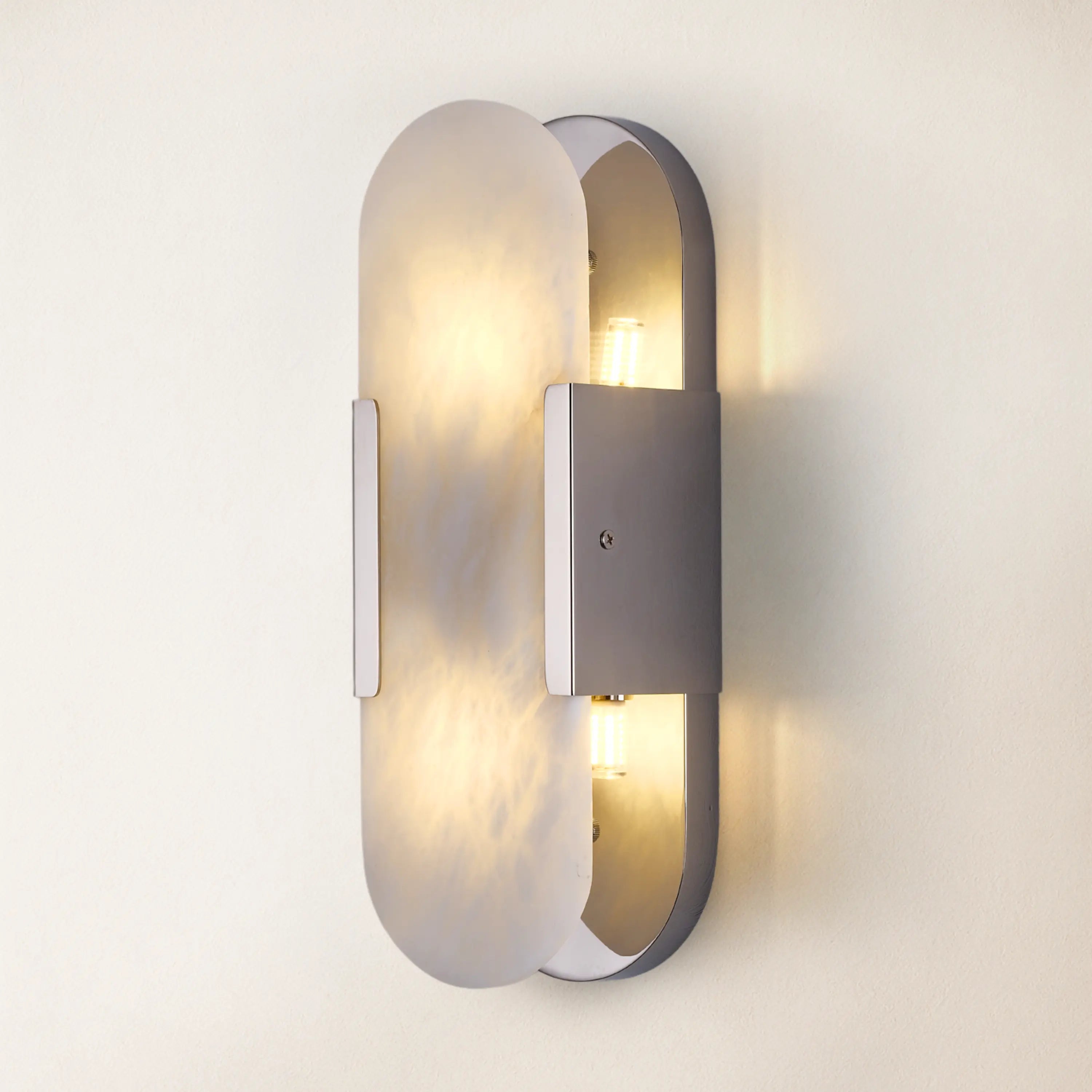 OpalEdge Alabaster Oval Wall Sconce 35cm H