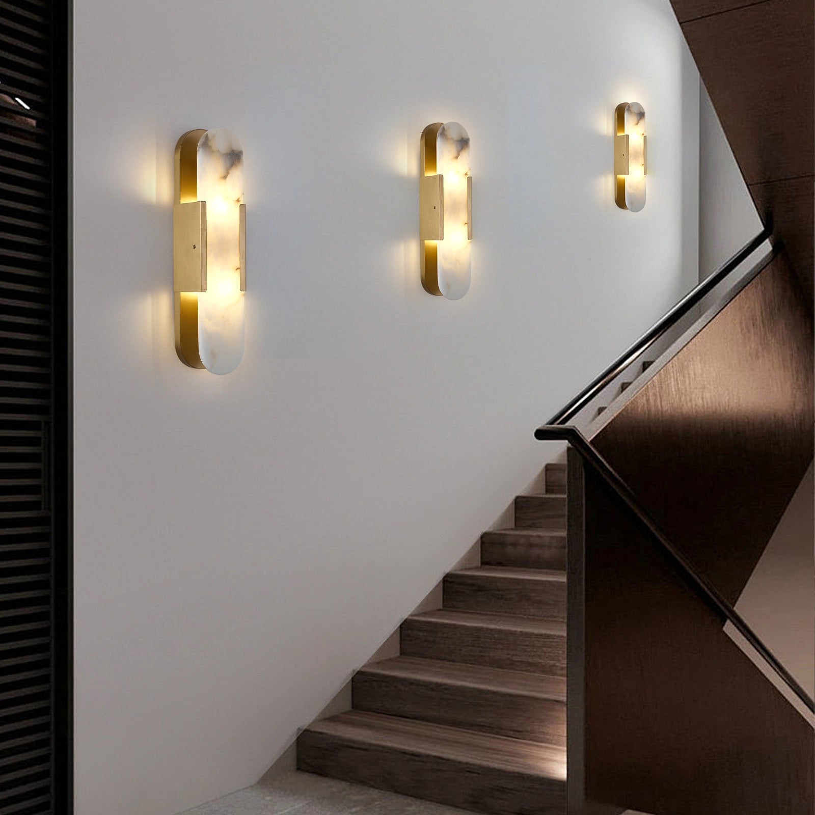 OpalEdge Alabaster Oval Wall Sconce 50cm H