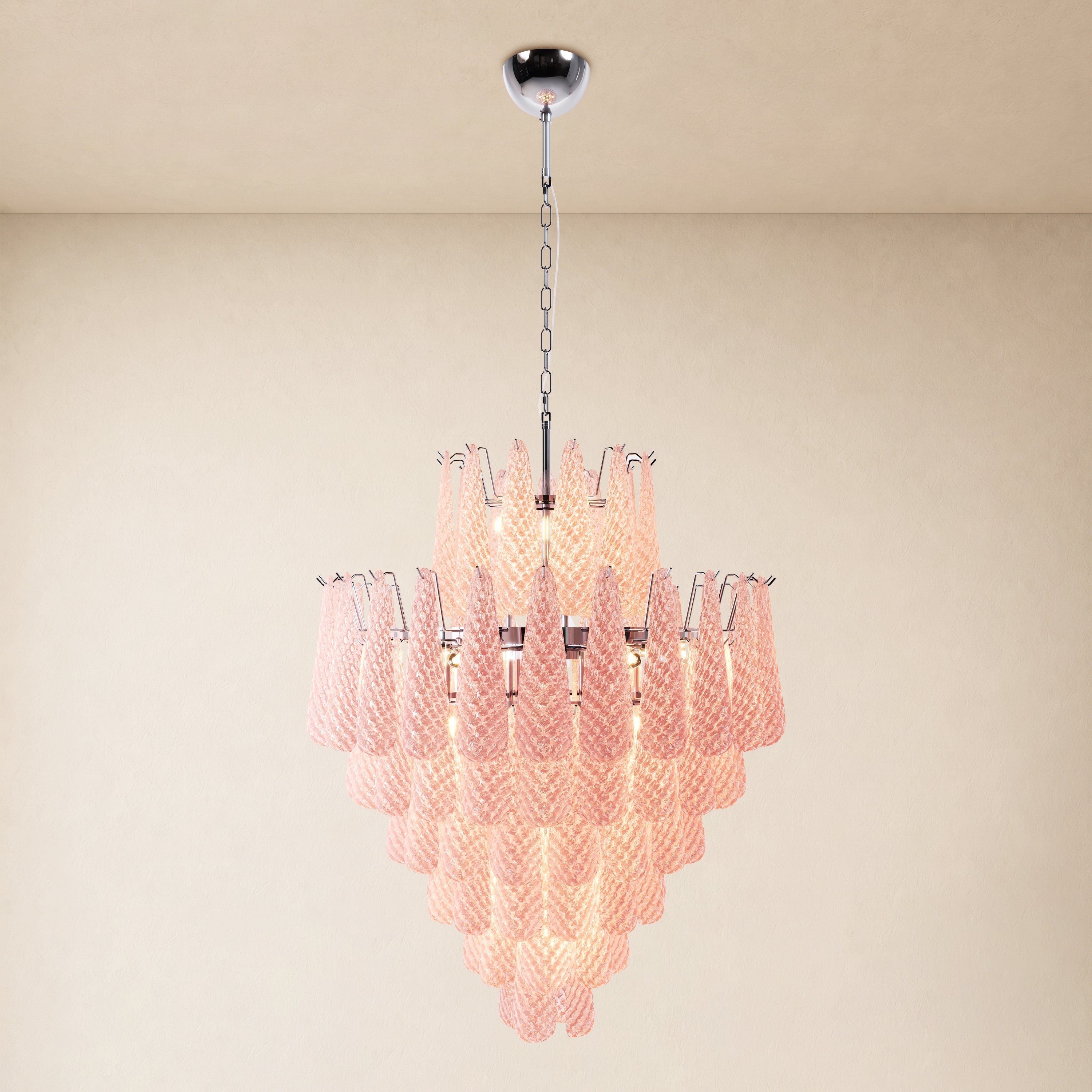 Veloria Murano Glass Leaf Tiered Chandelier 32"D