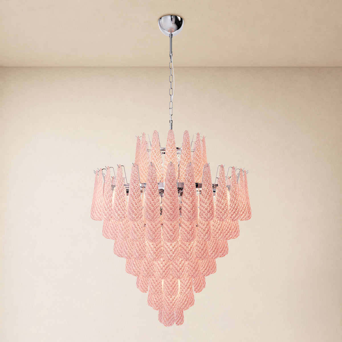 Veloria Murano Glass Leaf Tiered Chandelier 36"D