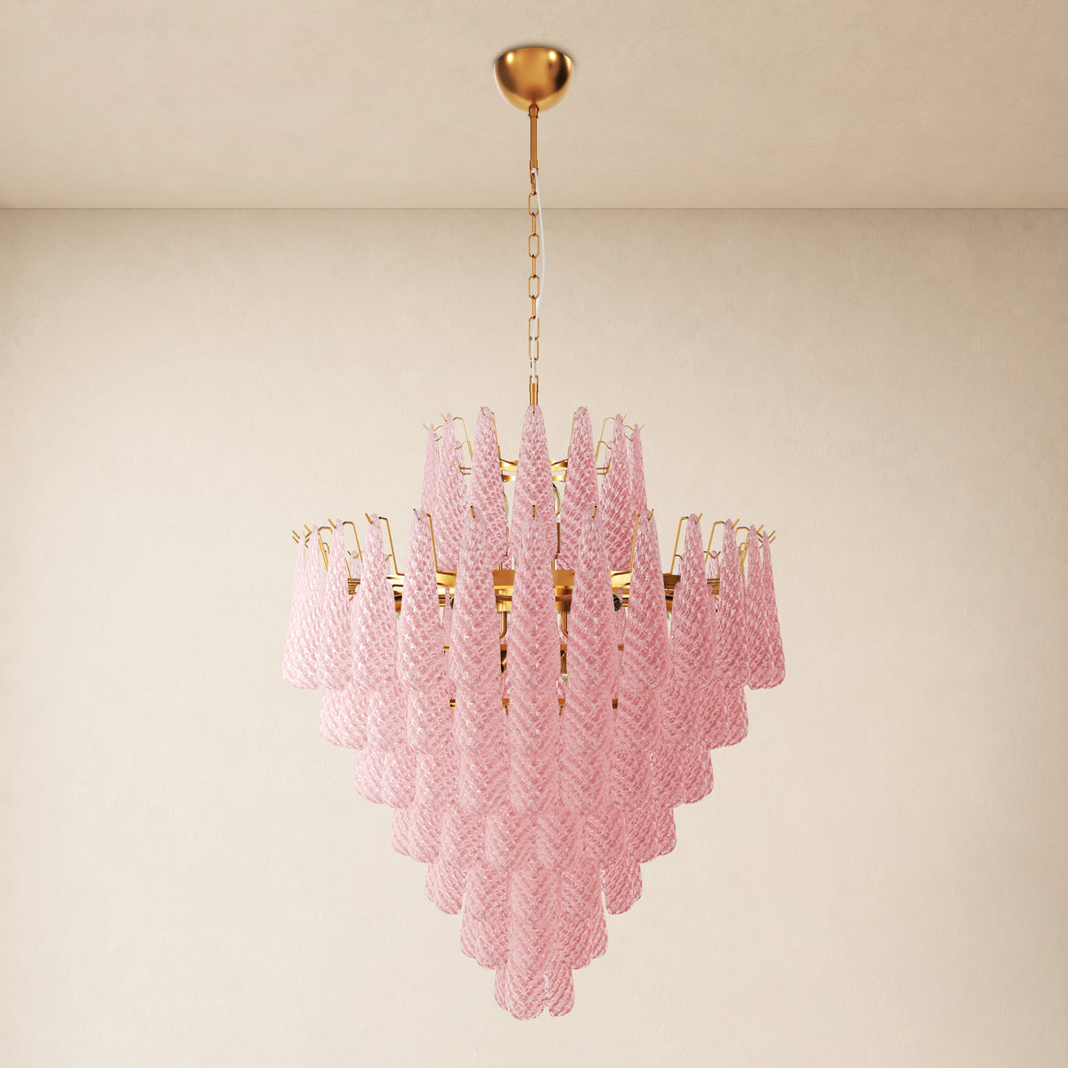 Veloria Murano Glass Leaf Tiered Chandelier 36"D