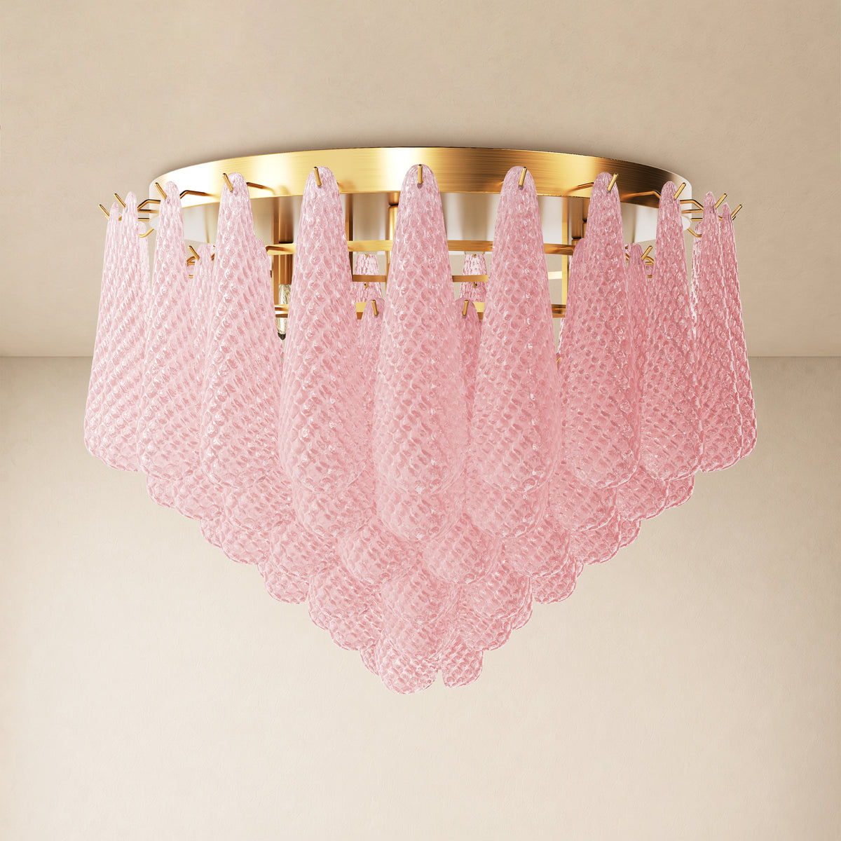 Veloria Murano Glass Leaf Flush Mount 30"D