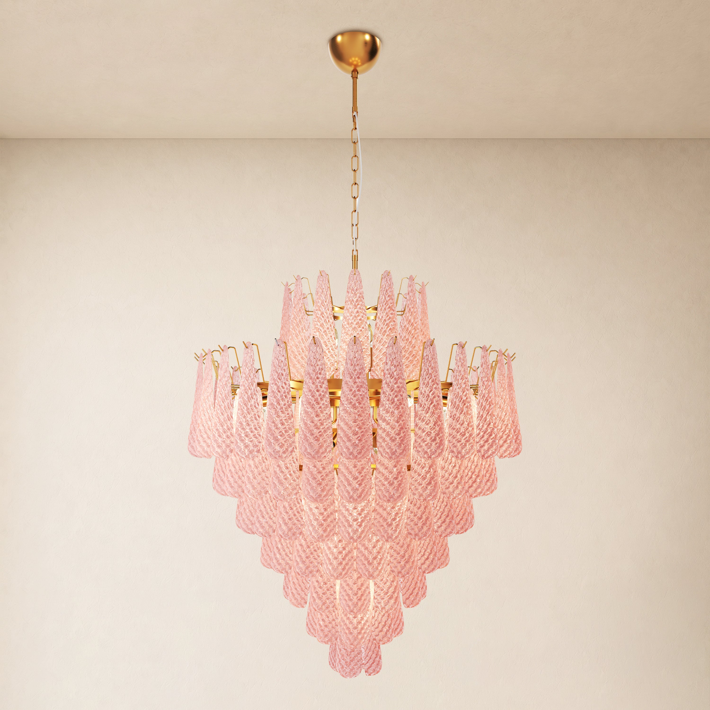 Veloria Murano Glass Leaf Tiered Chandelier 36"D