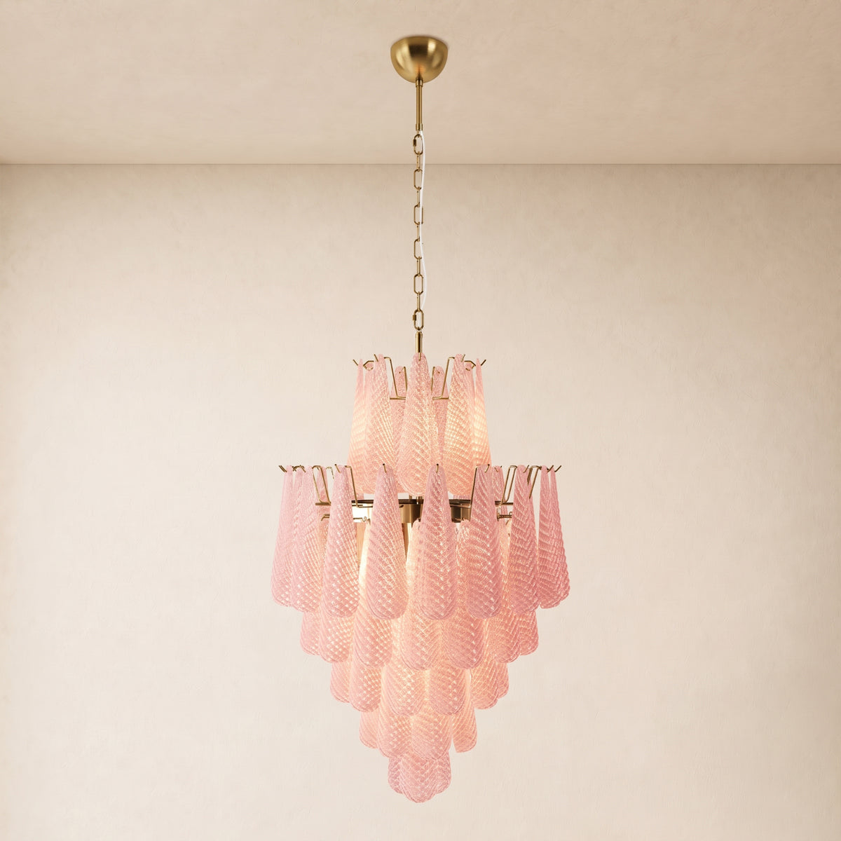 Veloria Murano Glass Leaf Tiered Chandelier 24"D