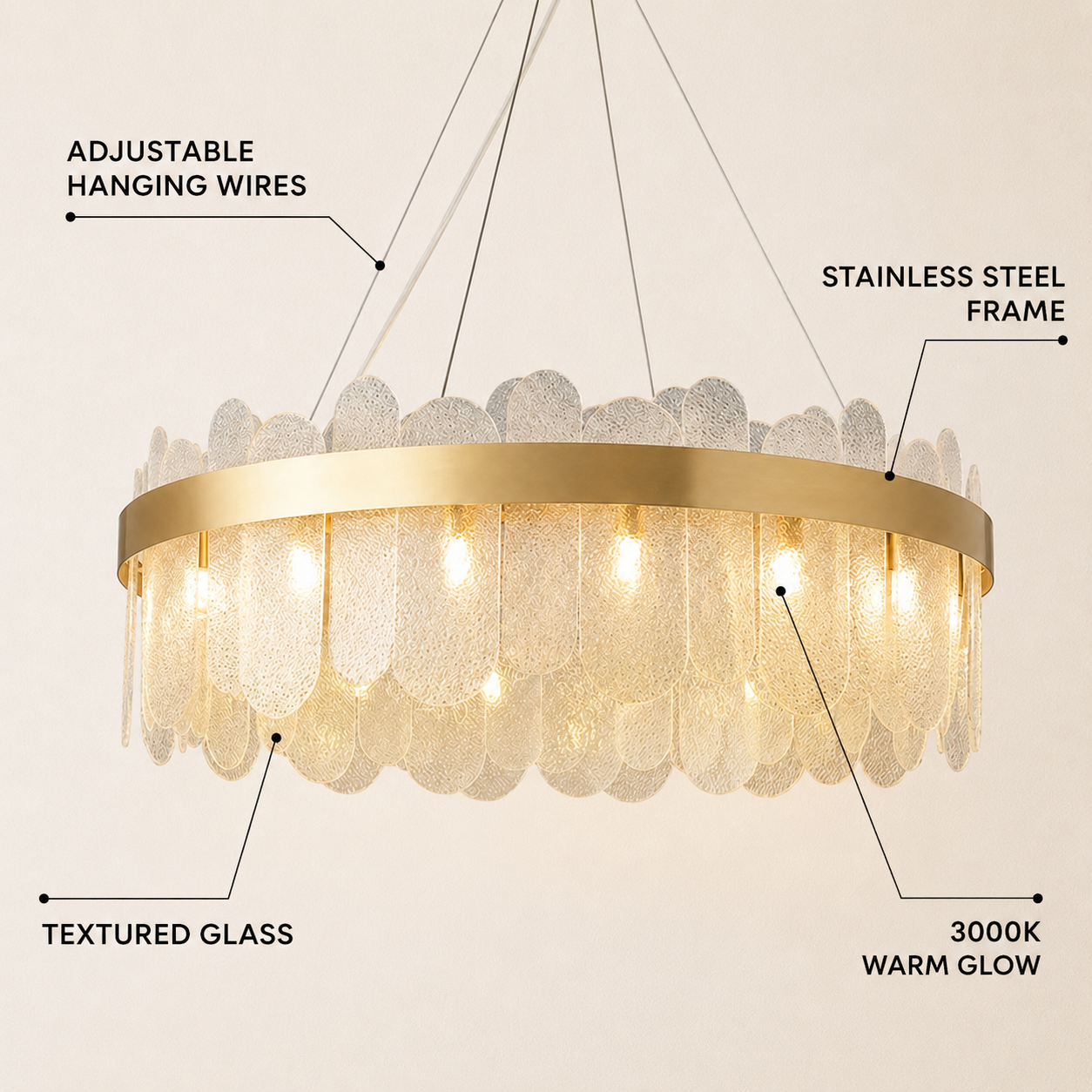 Prismora Glass Round Chandelier