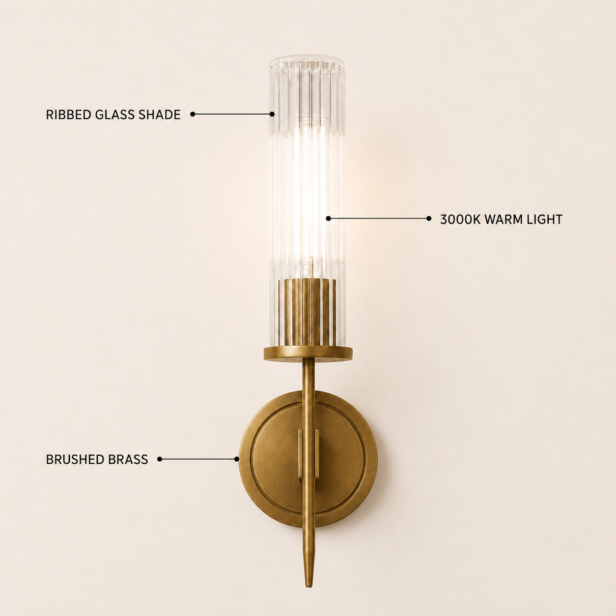 Bellmere 1 Lights Glass Wall Sconce