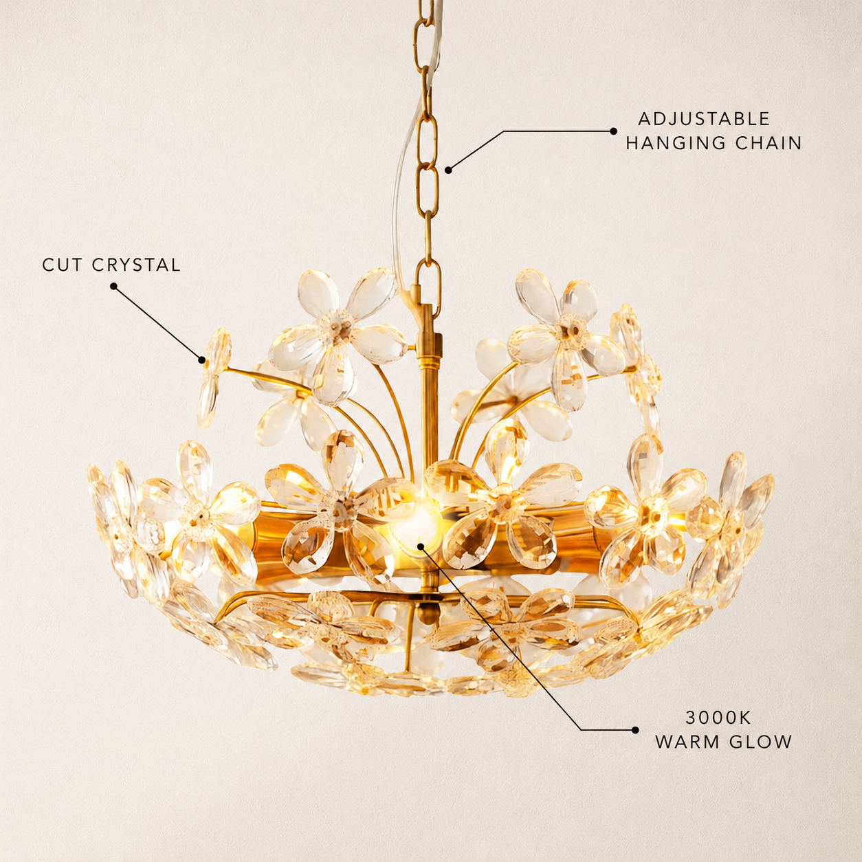 Liora Crystal Bloom Round Large Chandelier