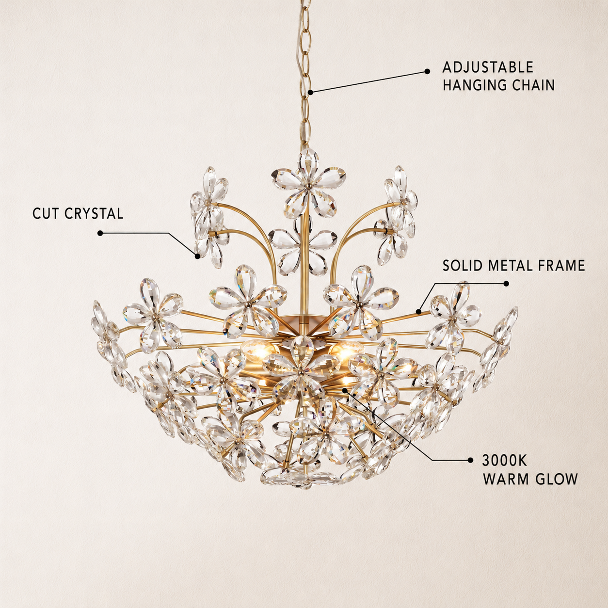 Liora Crystal Bloom Round Chandelier