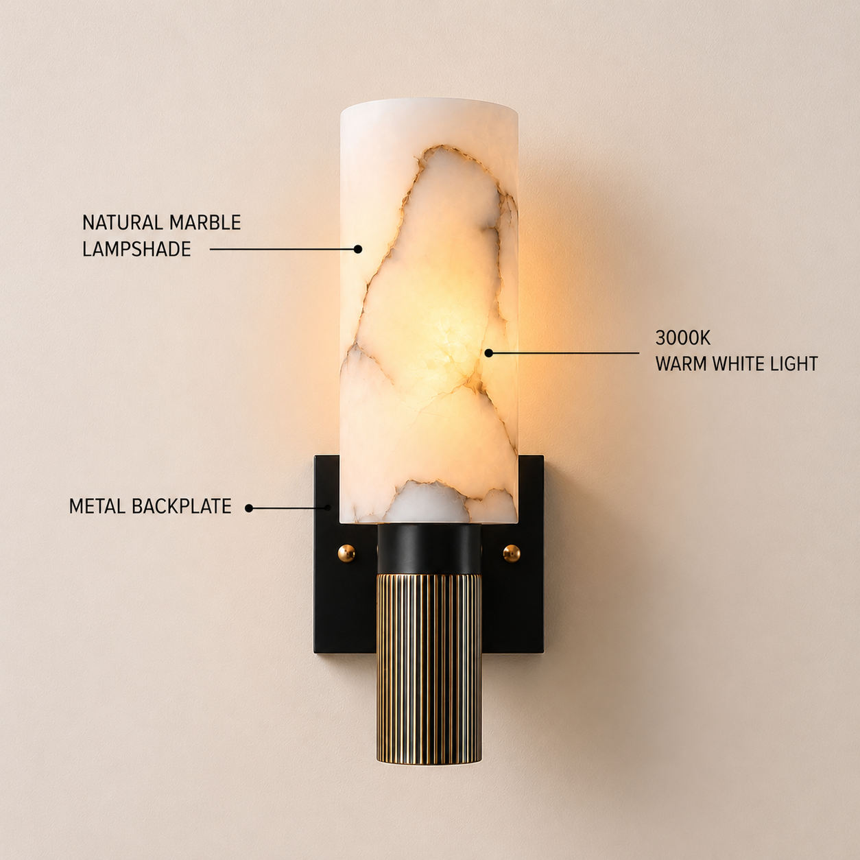 Xelora Alabaster Torch Wall Sconce