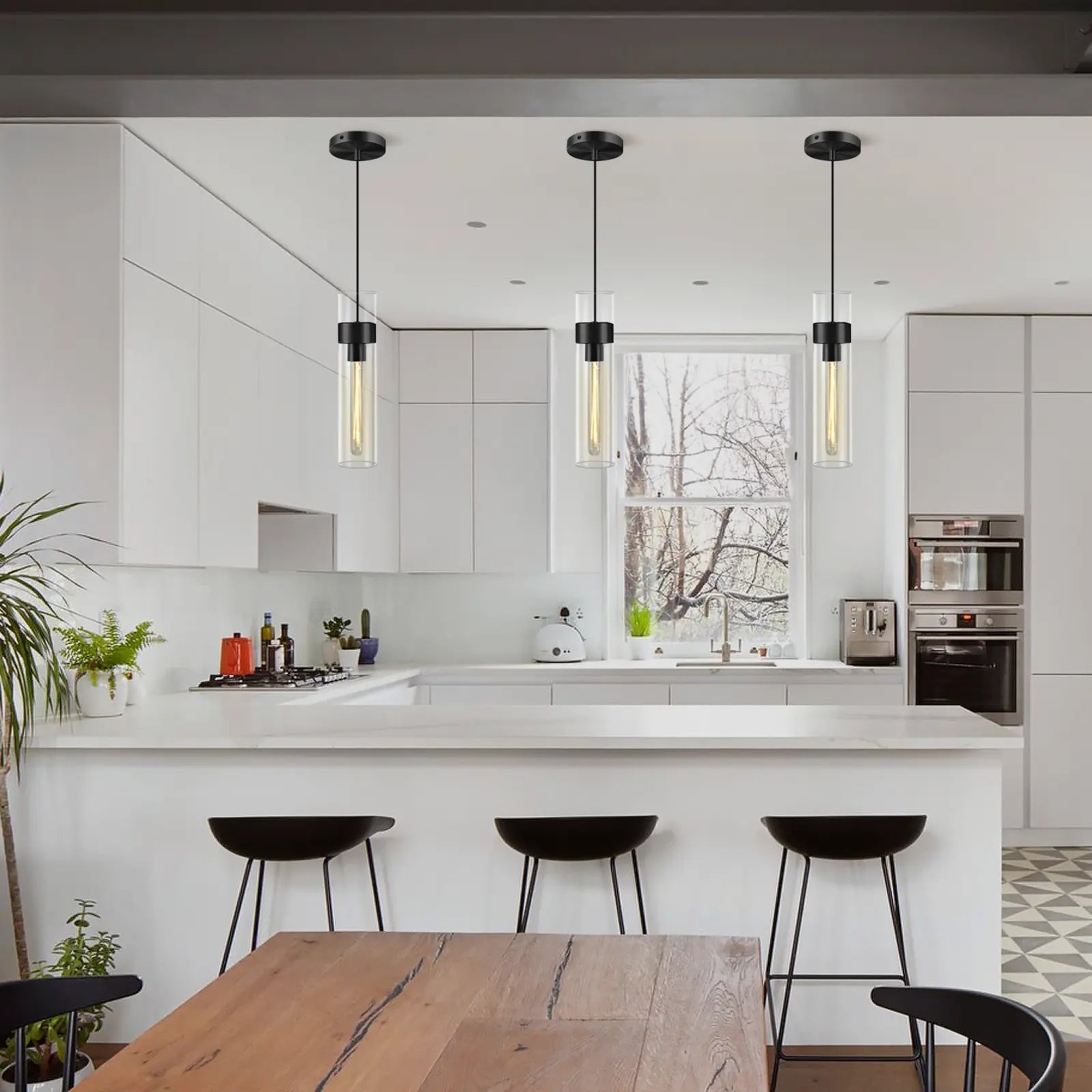 Cylora Glass Tube Pendant 4"H