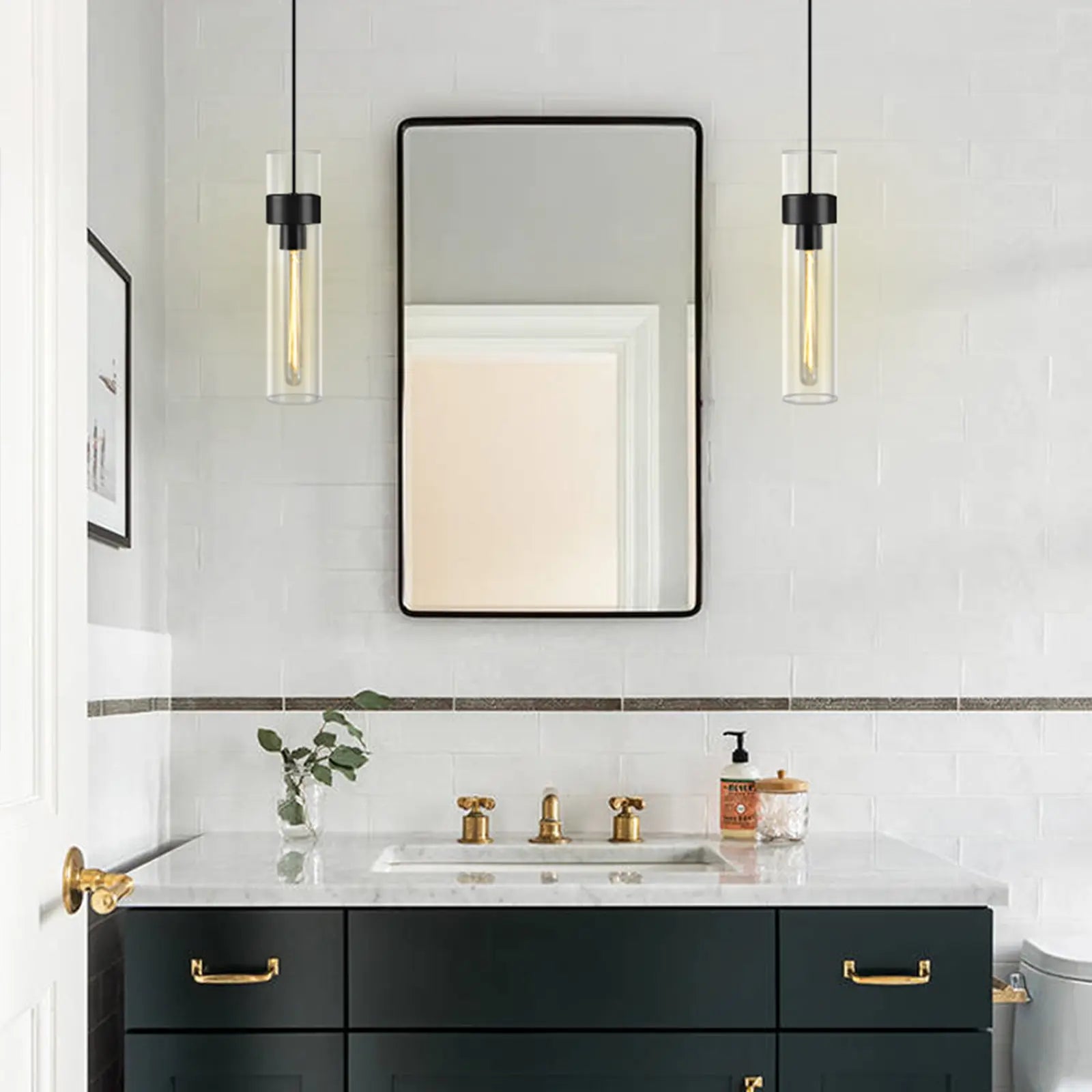 Cylora Glass Tube Pendant 4"H