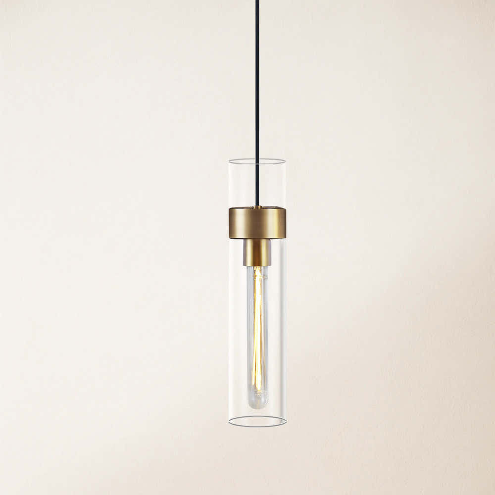 Cylora Glass Tube Pendant 4"H#Finish_Gold
