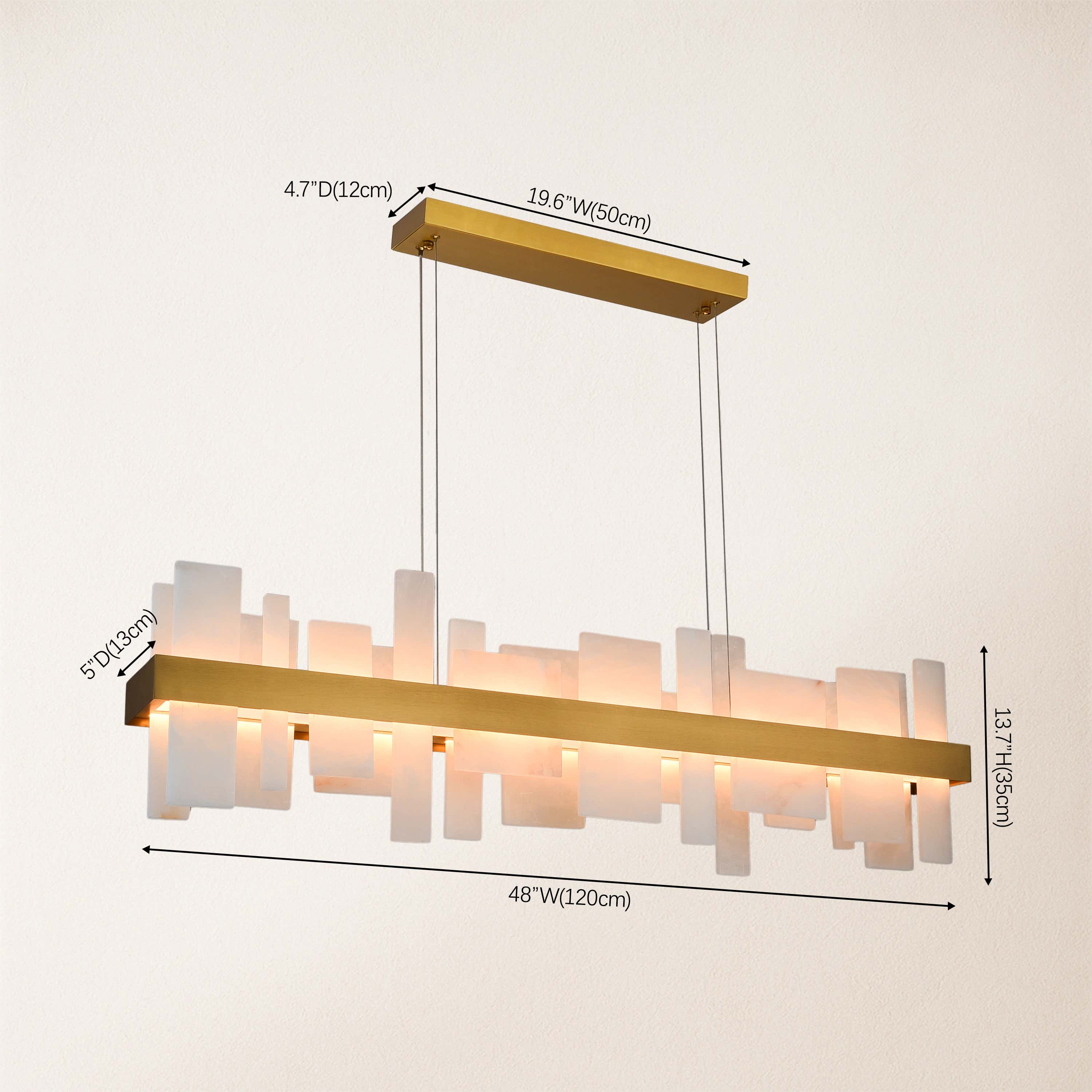 Nocturne Alabaster Rectangular Chandelier 48"