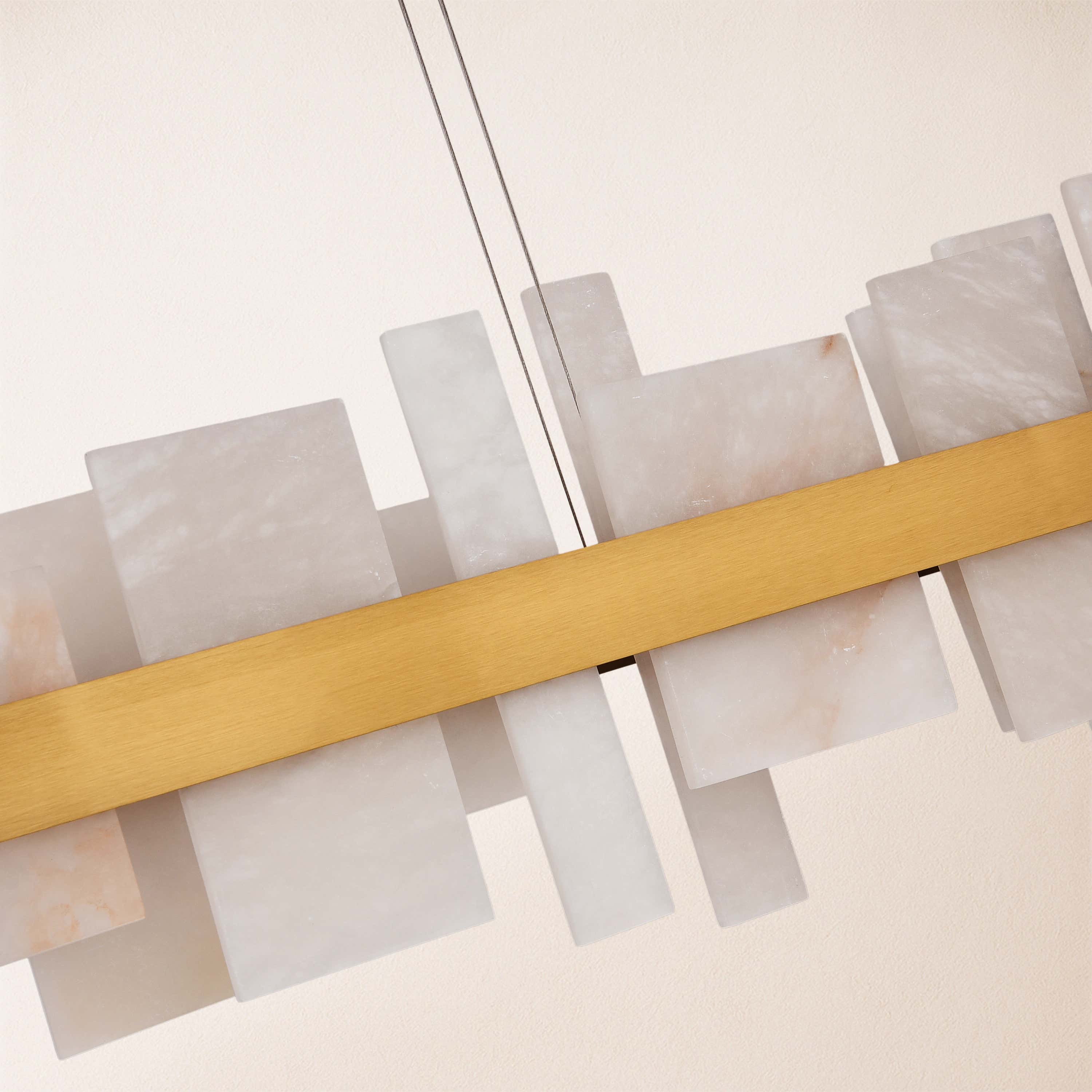 Nocturne Alabaster Rectangular Chandelier 48"