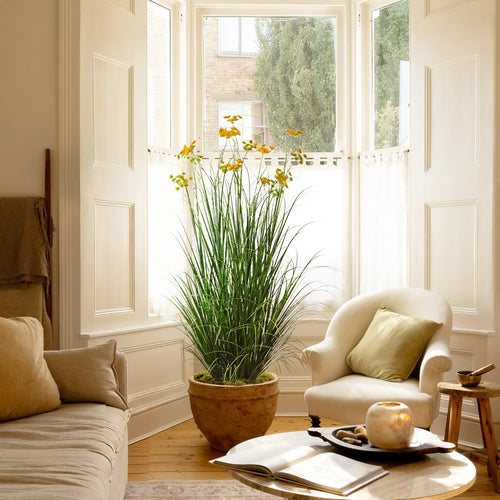 Artificial 18-Head Carrot Flower with Curved Onion Grass Bonsai 170cm H