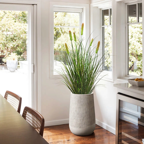 Artificial 6-Head Short Pine Grass with Curved Onion Grass Bonsai 76cm H