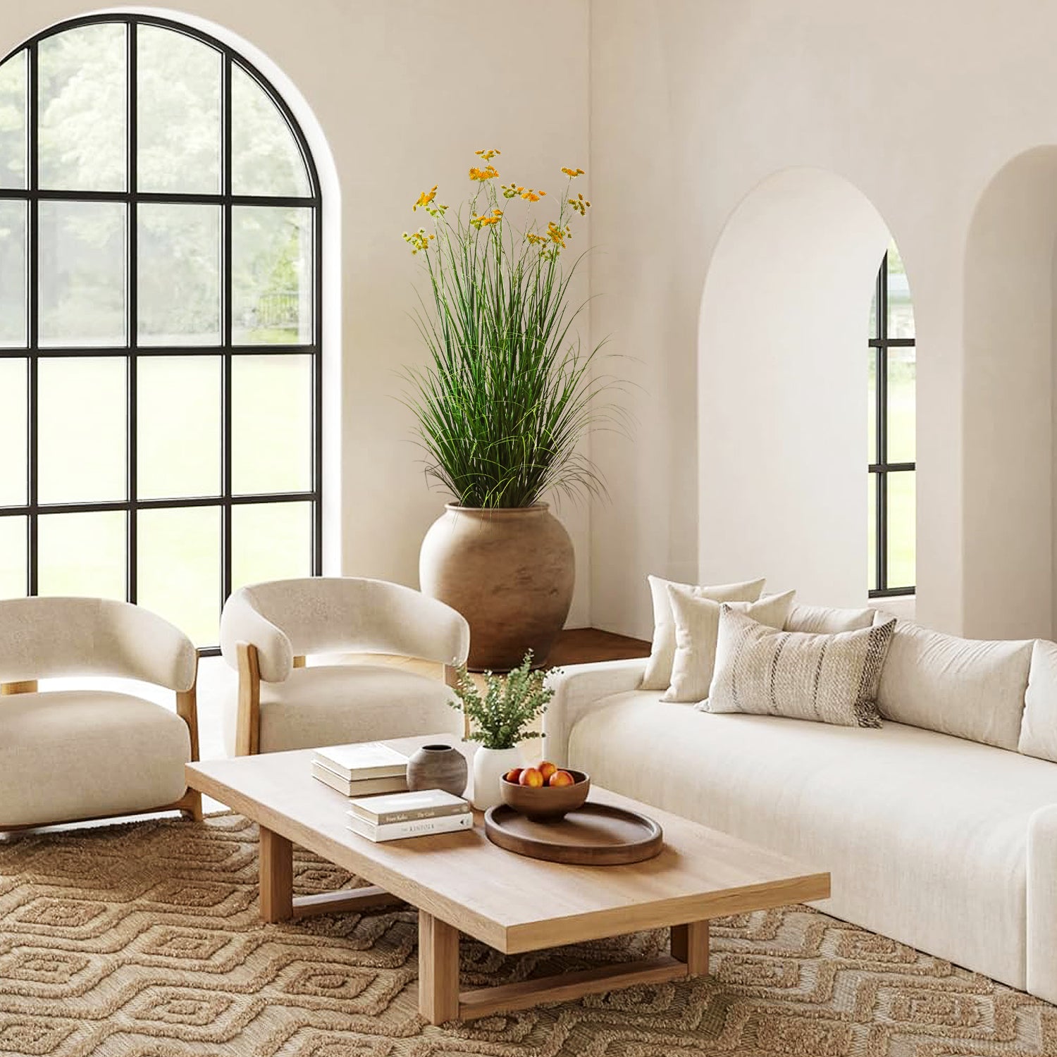 Artificial 18-Head Carrot Flower with Curved Onion Grass Bonsai 170cm H