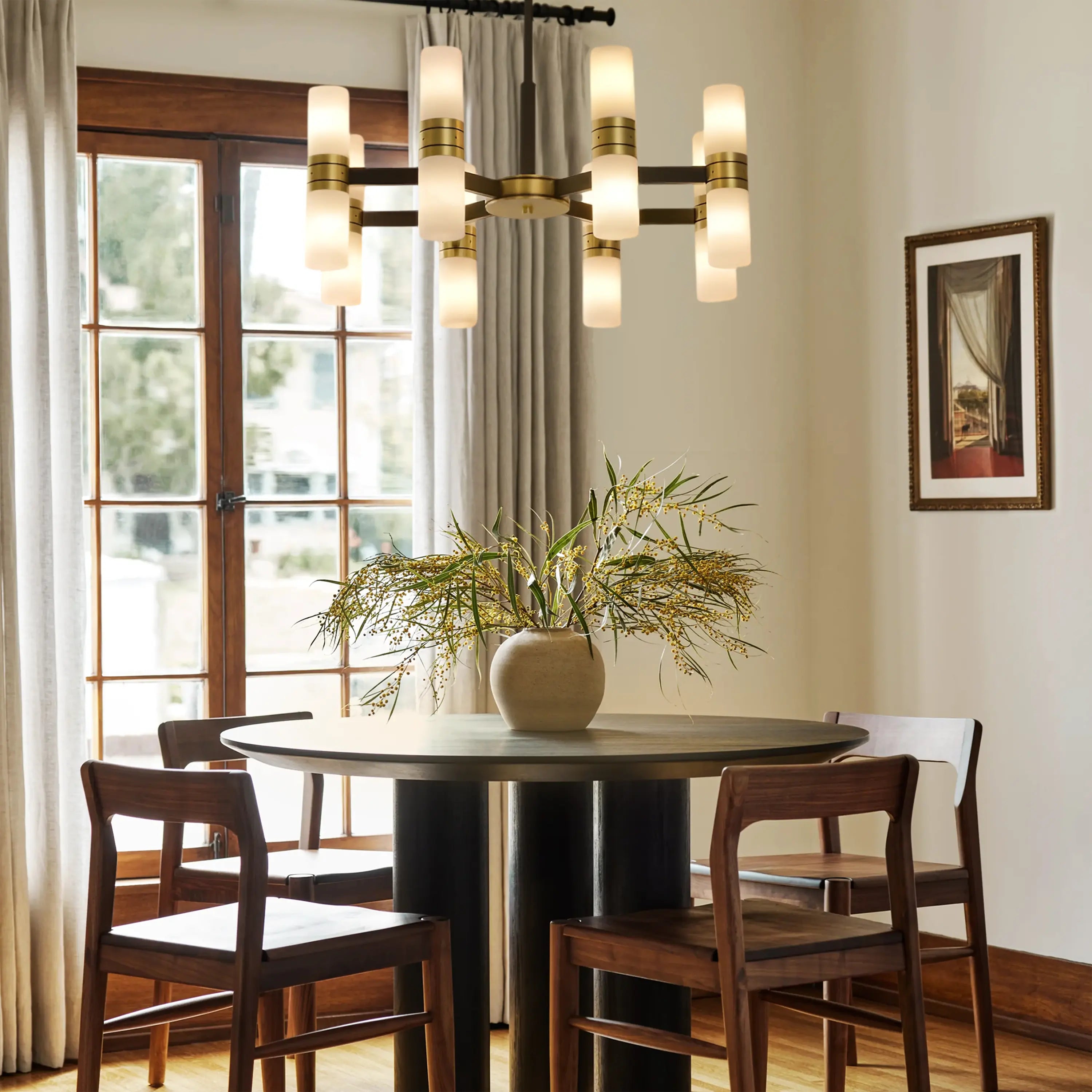 Moral Alabaster Round Chandelier 25"D#Finish_Gold