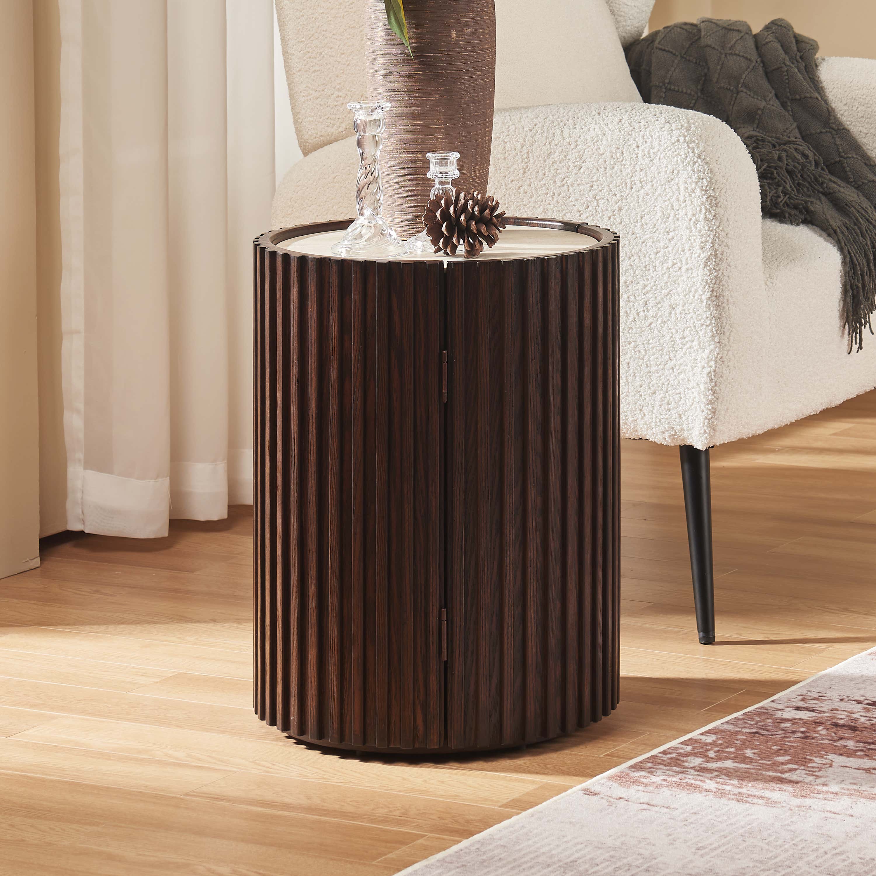 Arden Round Sintered Stone Side Table 16"W