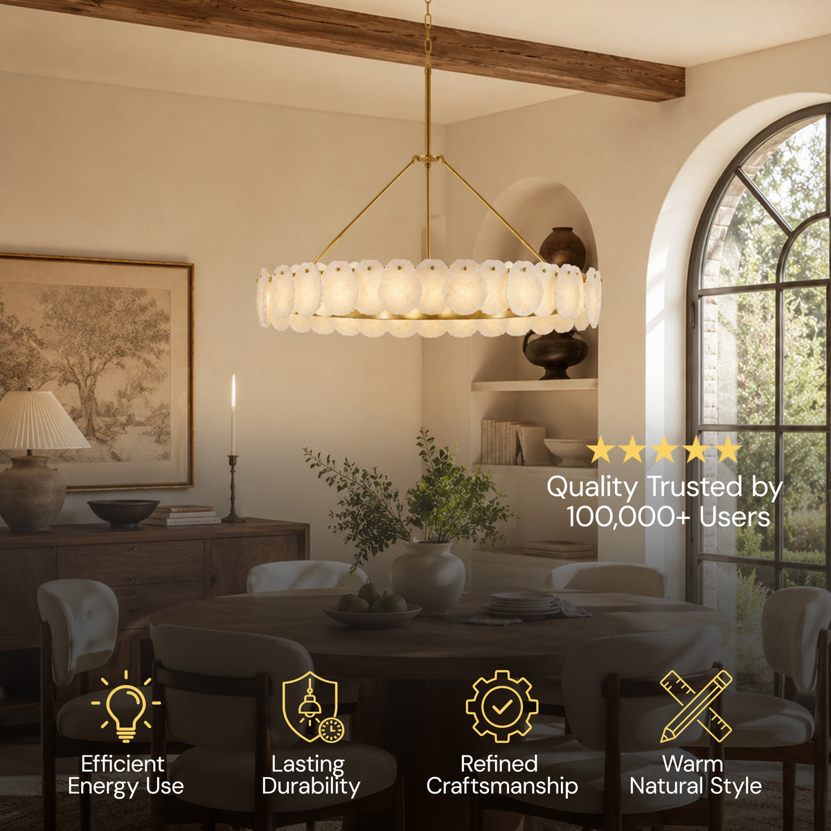 Moira Alabaster Custom Round Chandelier 48"D