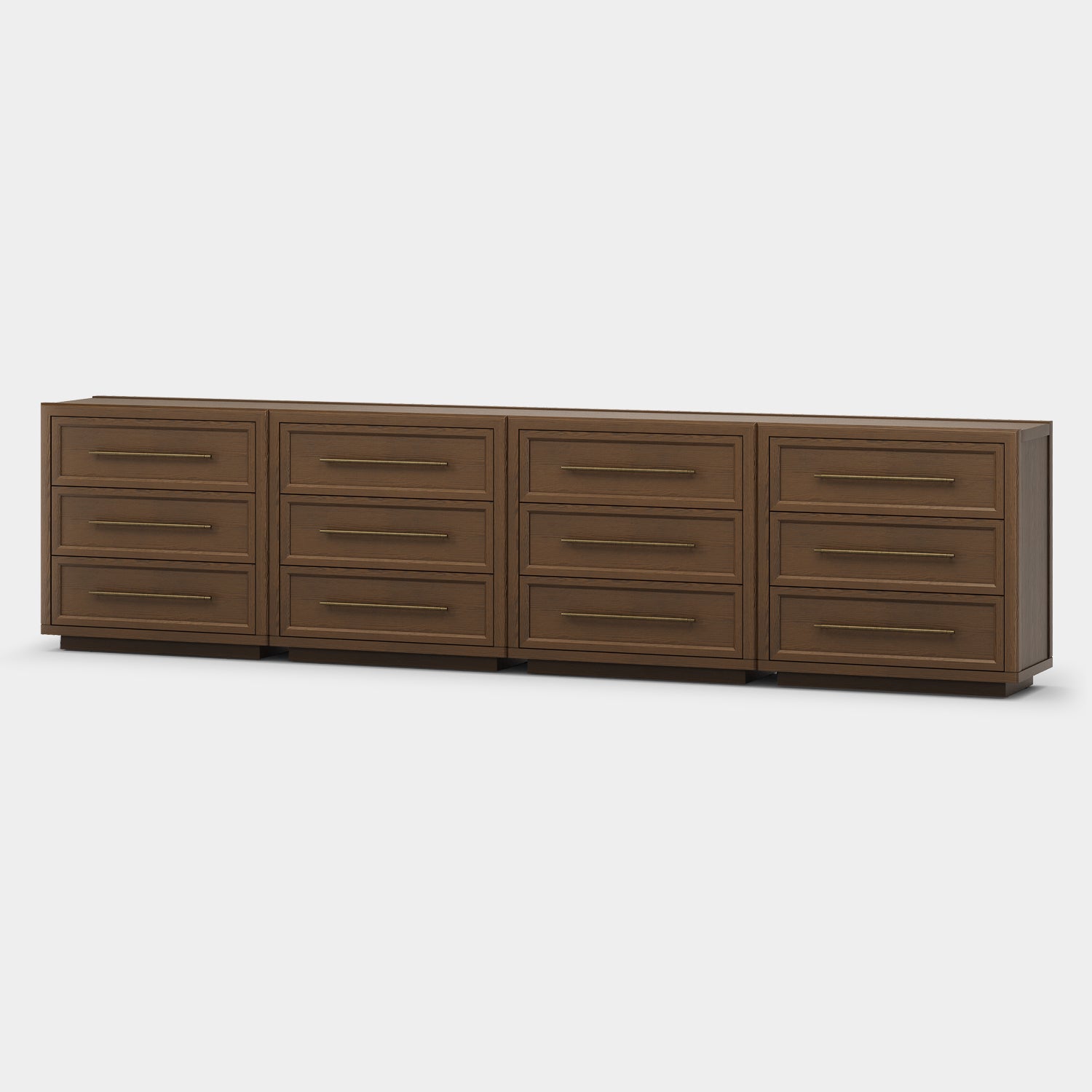 Alvar 126″ Oak 12-Drawer Chest(Set of 4)