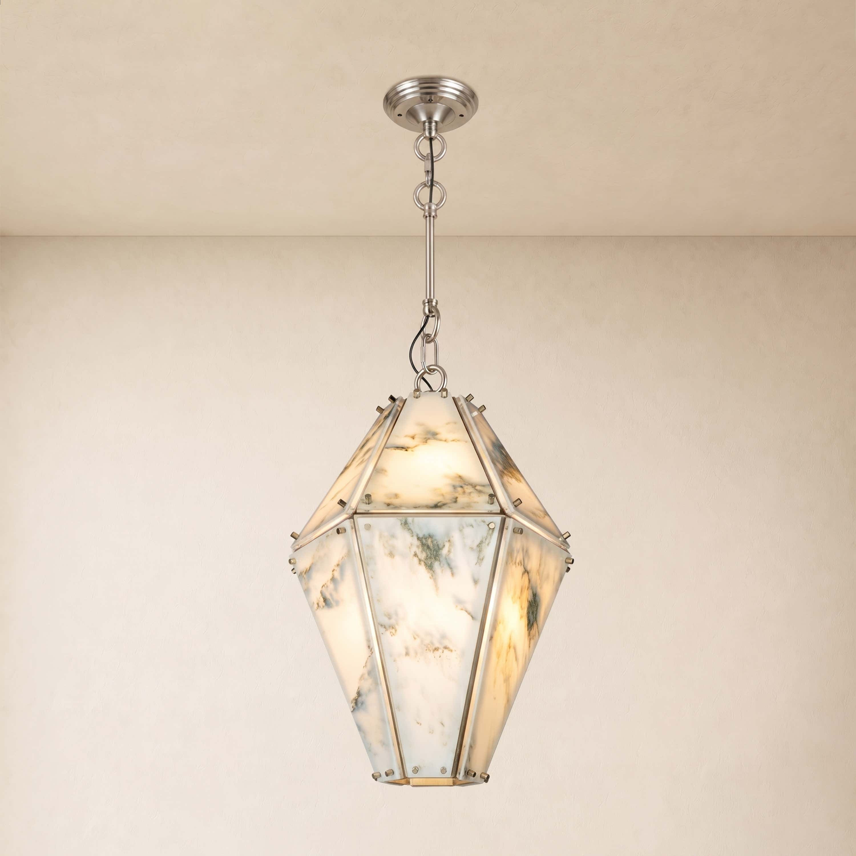 Pietra Marble Geometric Pendant 13.7"D