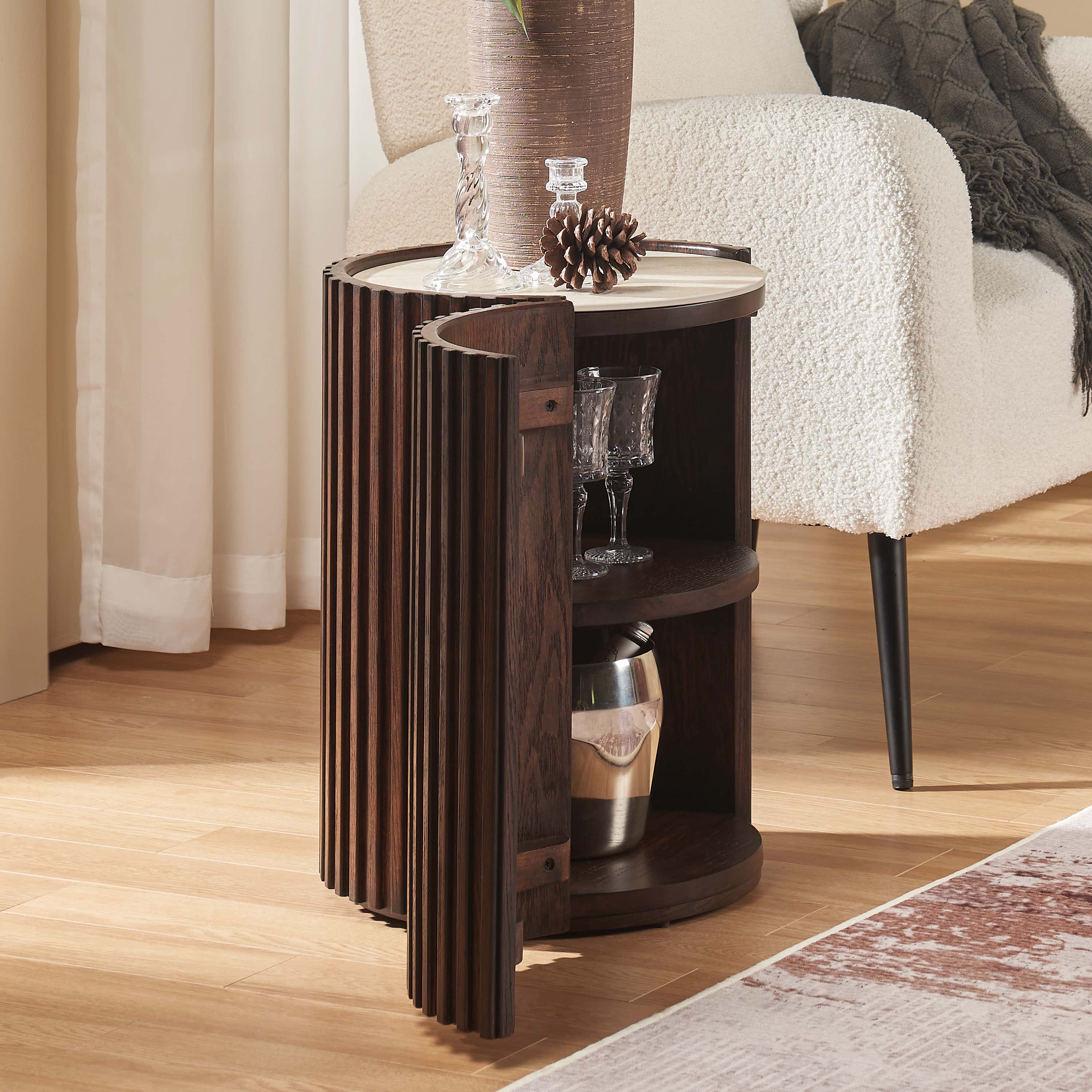 Arden Round Sintered Stone Side Table 16"W