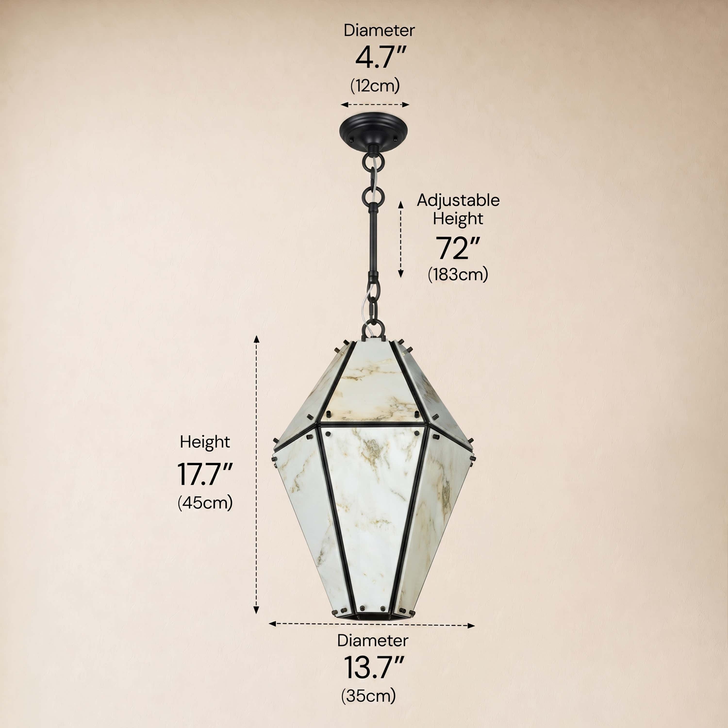 Pietra Marble Geometric Pendant 13.7"D