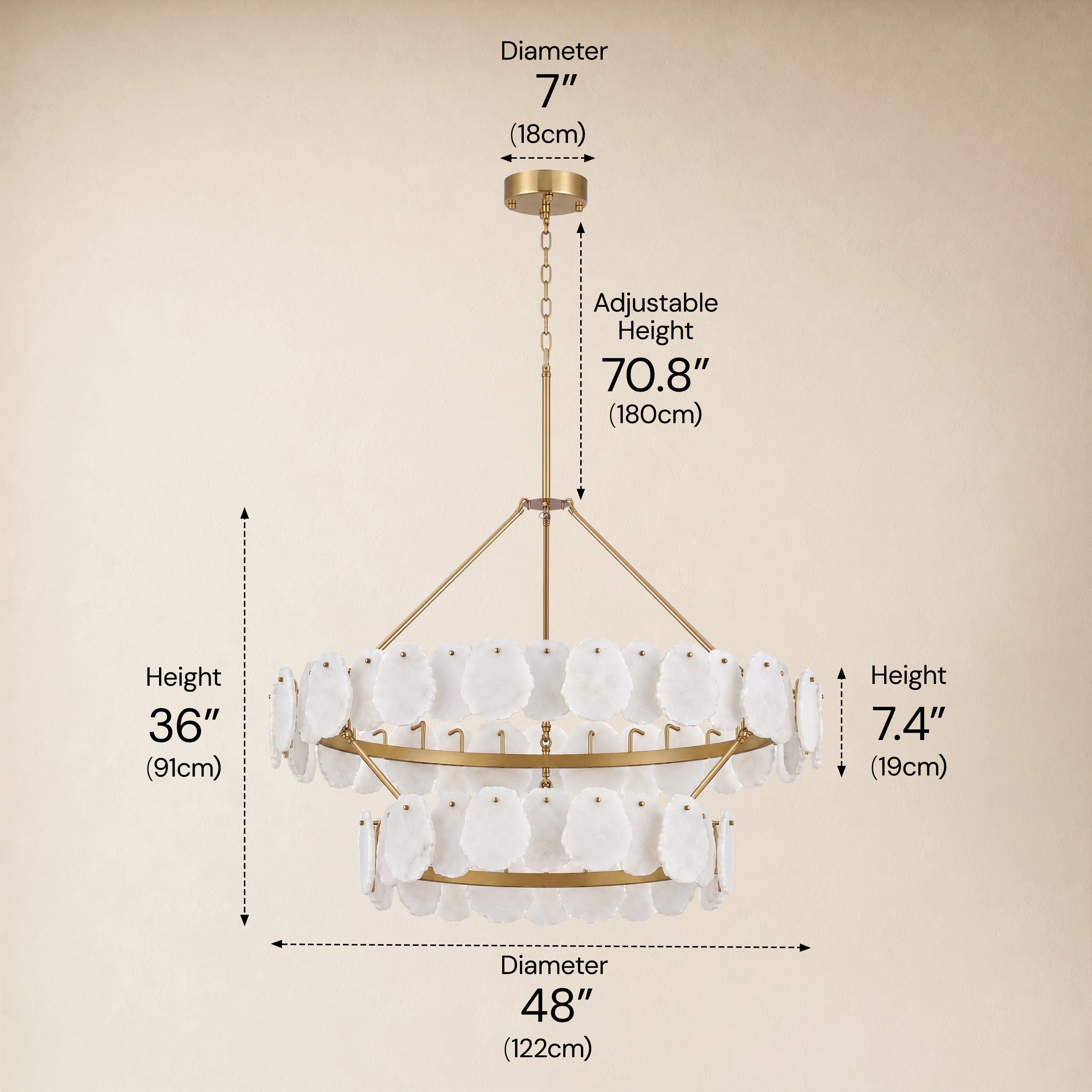 Moira Alabaster Custom Round Chandelier 48"D