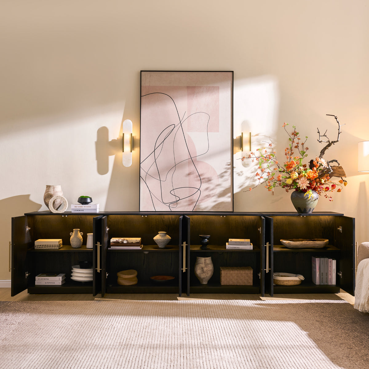 Holt 126″ Solid Oak Console(Set of 4)
