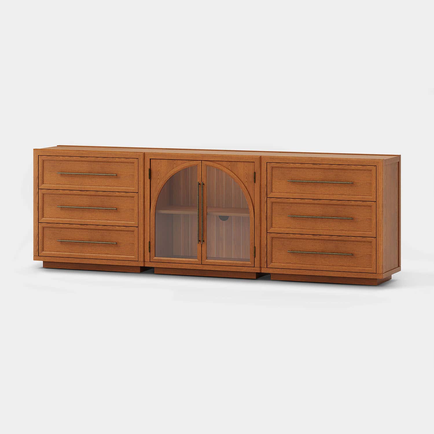 Alvar Arched 94.5″ Oak Modular Media Console(Set of 3)