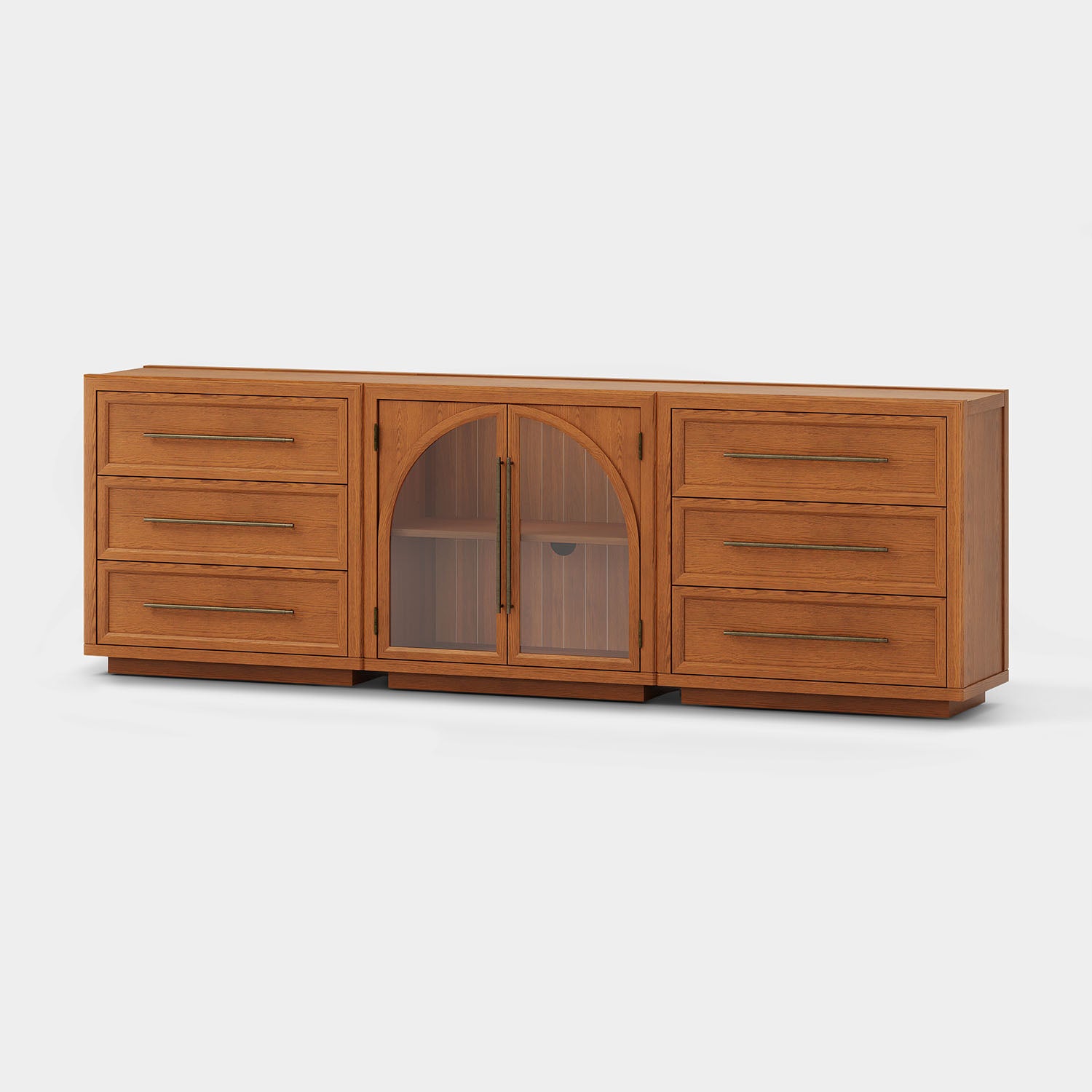 Alvar Arched 94.5″ Oak Modular Media Console(Set of 3)