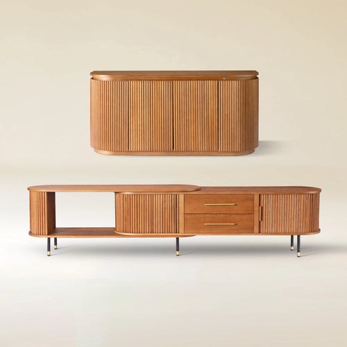 Ewan Oak Media Console And Sideboard Set
