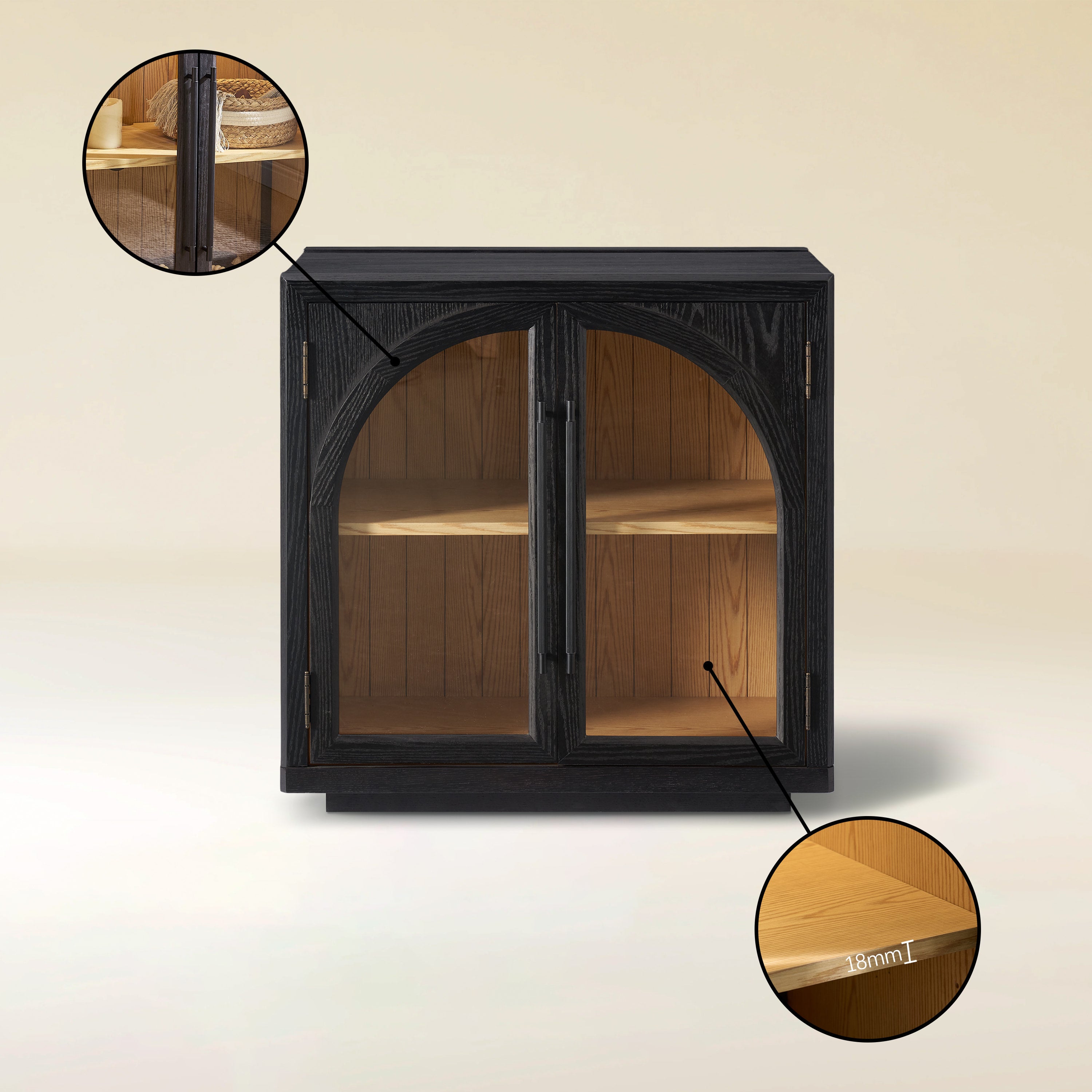 Alvar Arched 32″ Oak Storage Cabinet