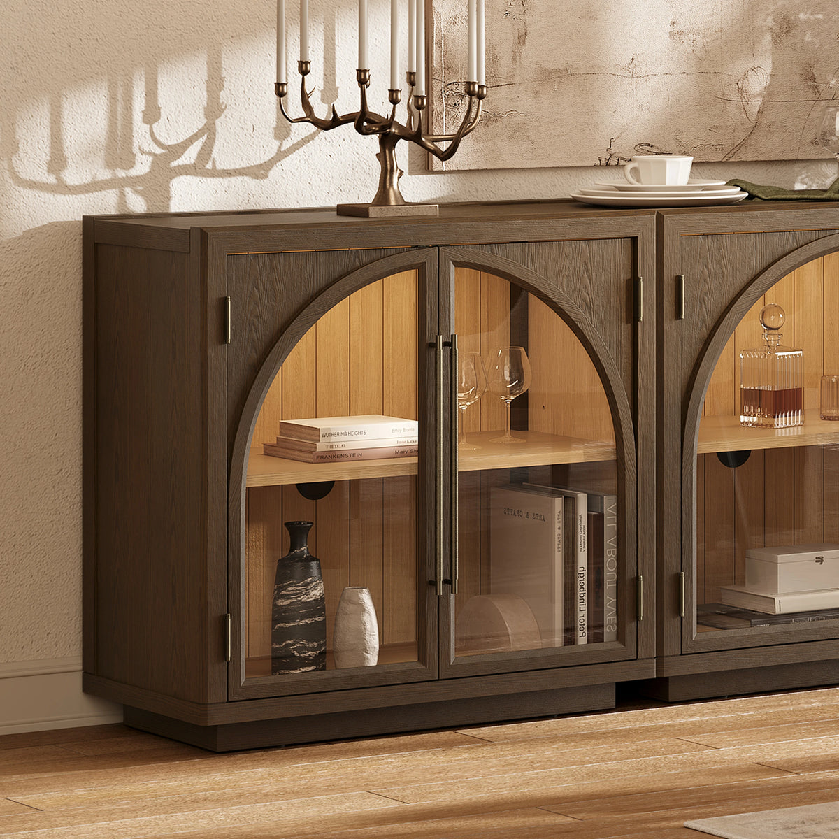 Alvar Arched 61″ Oak Media Console(Set of 2)