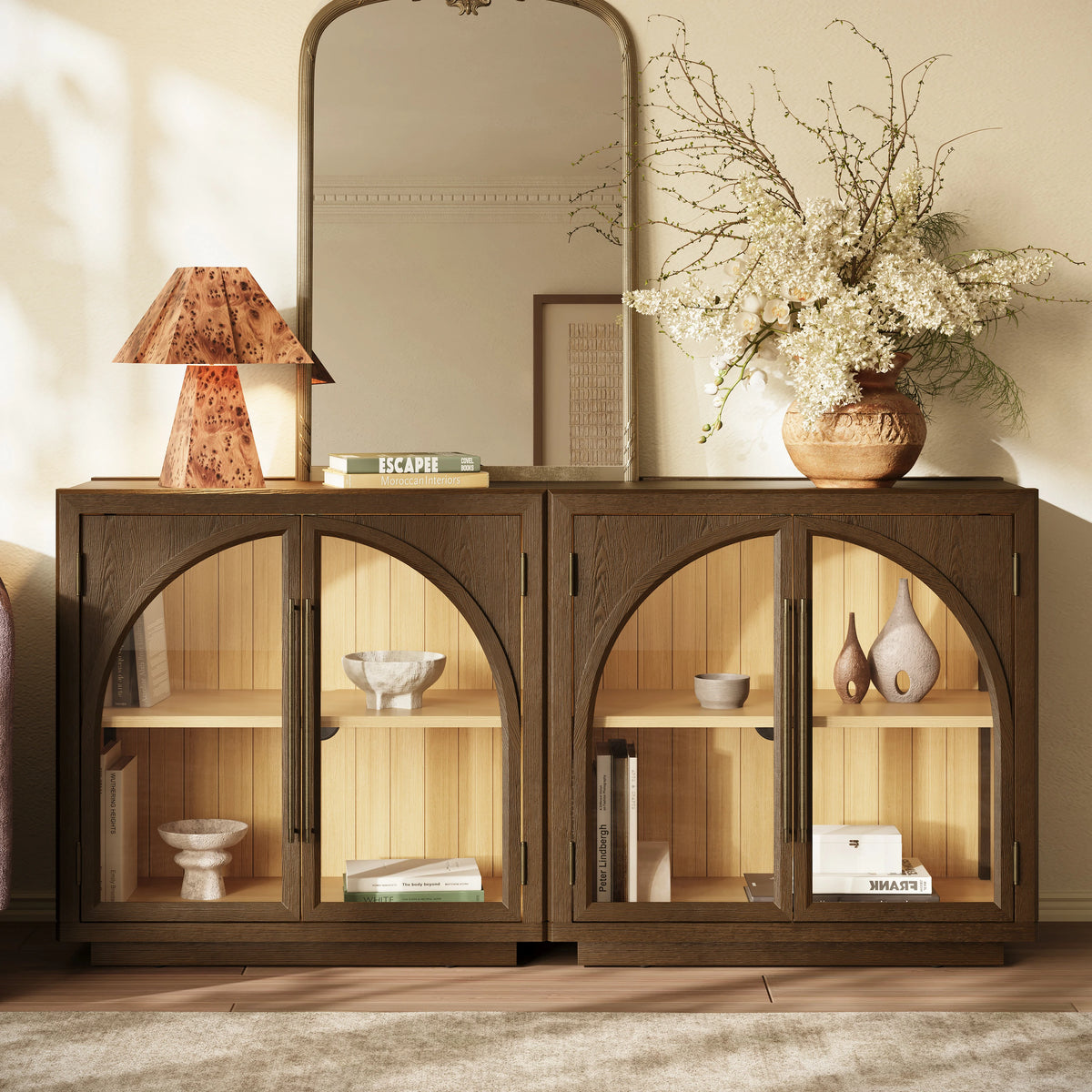 Alvar Arched 61″ Oak Media Console(Set of 2)