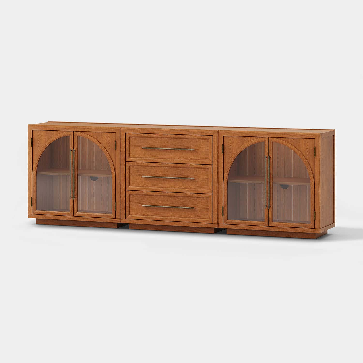 Alvar Arched 94.5″ Oak Modular Media Console(Set of 3)