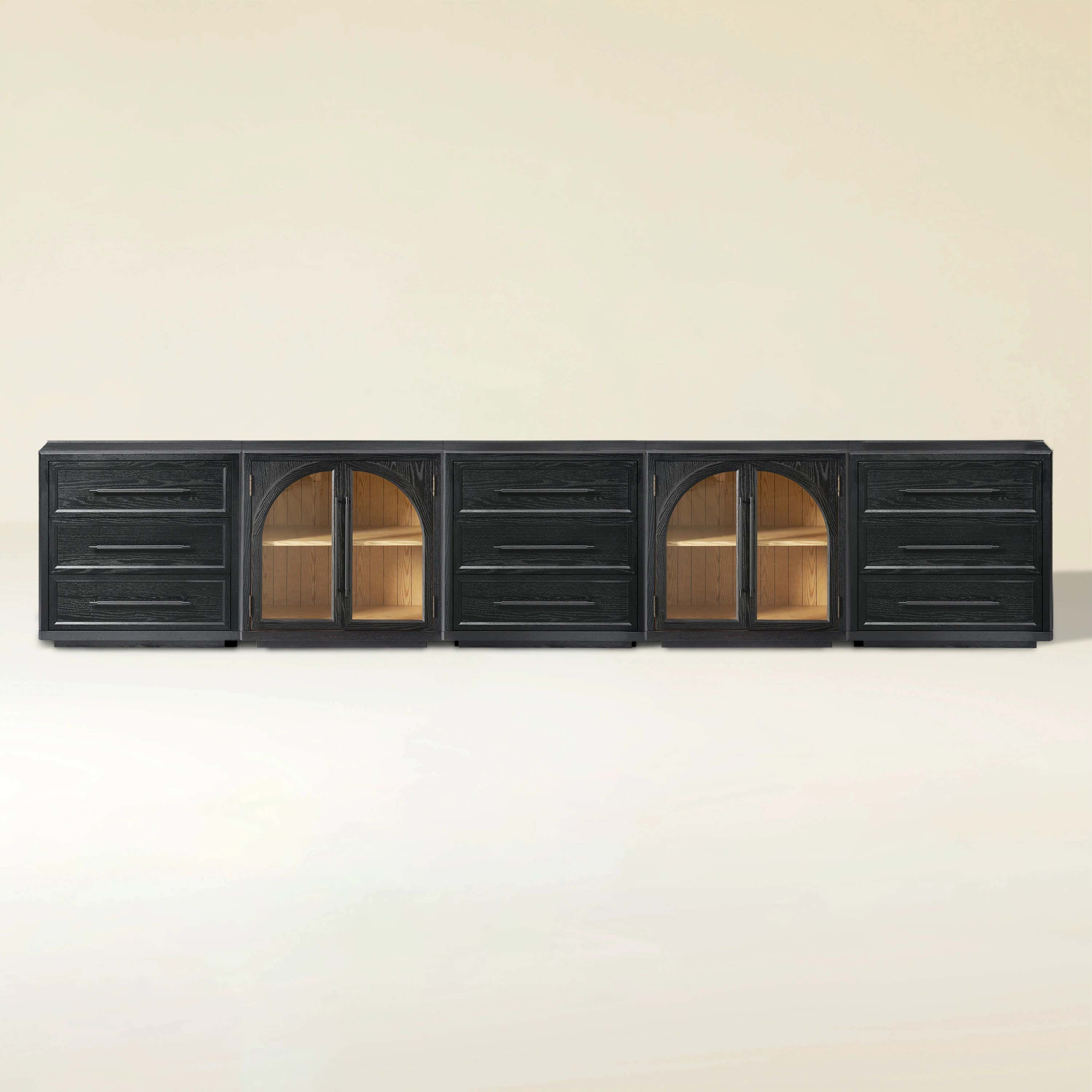 Alvar Arched 157.5″ Oak Modular Media Console(Set of 5)