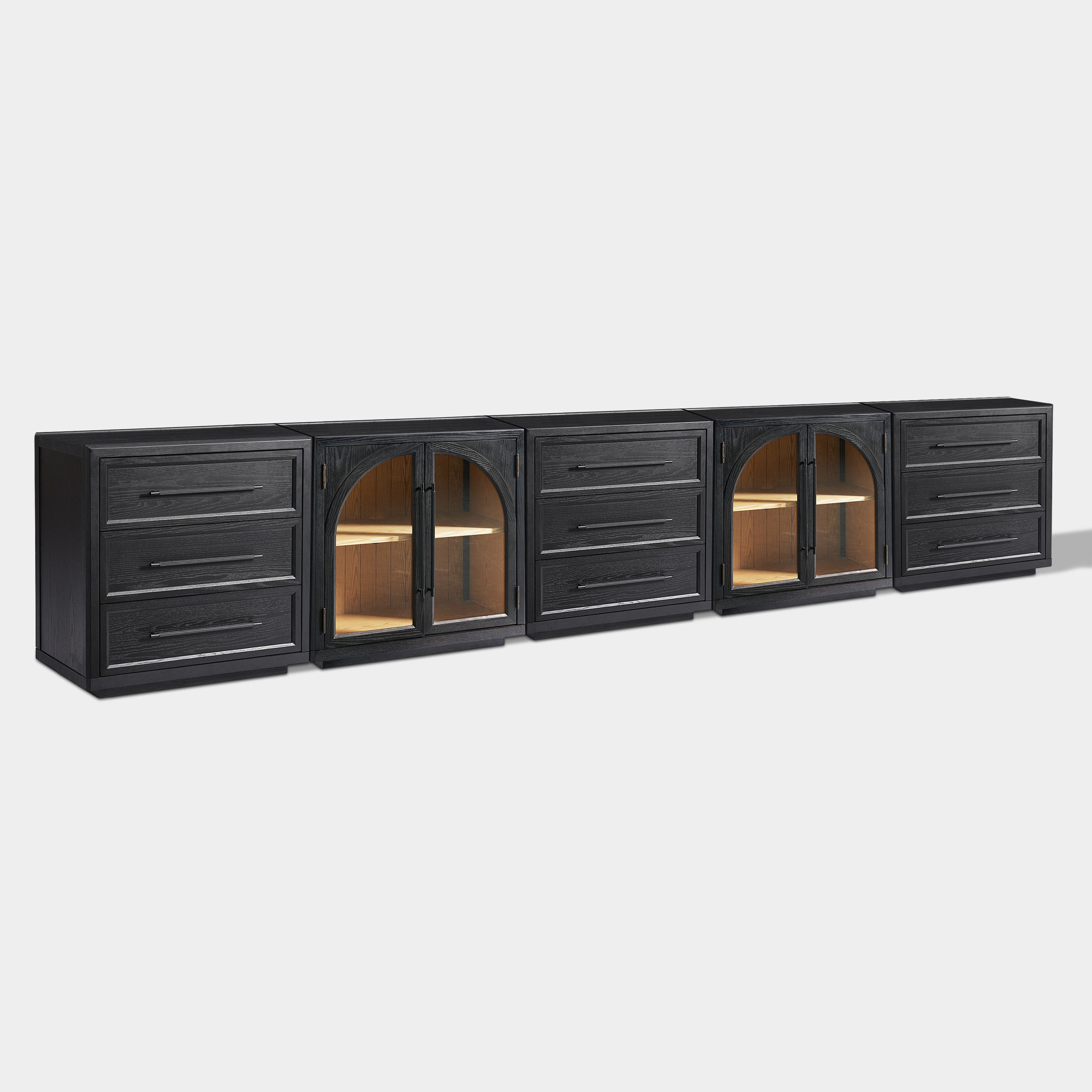 Alvar Arched 157.5″ Oak Modular Media Console(Set of 5)