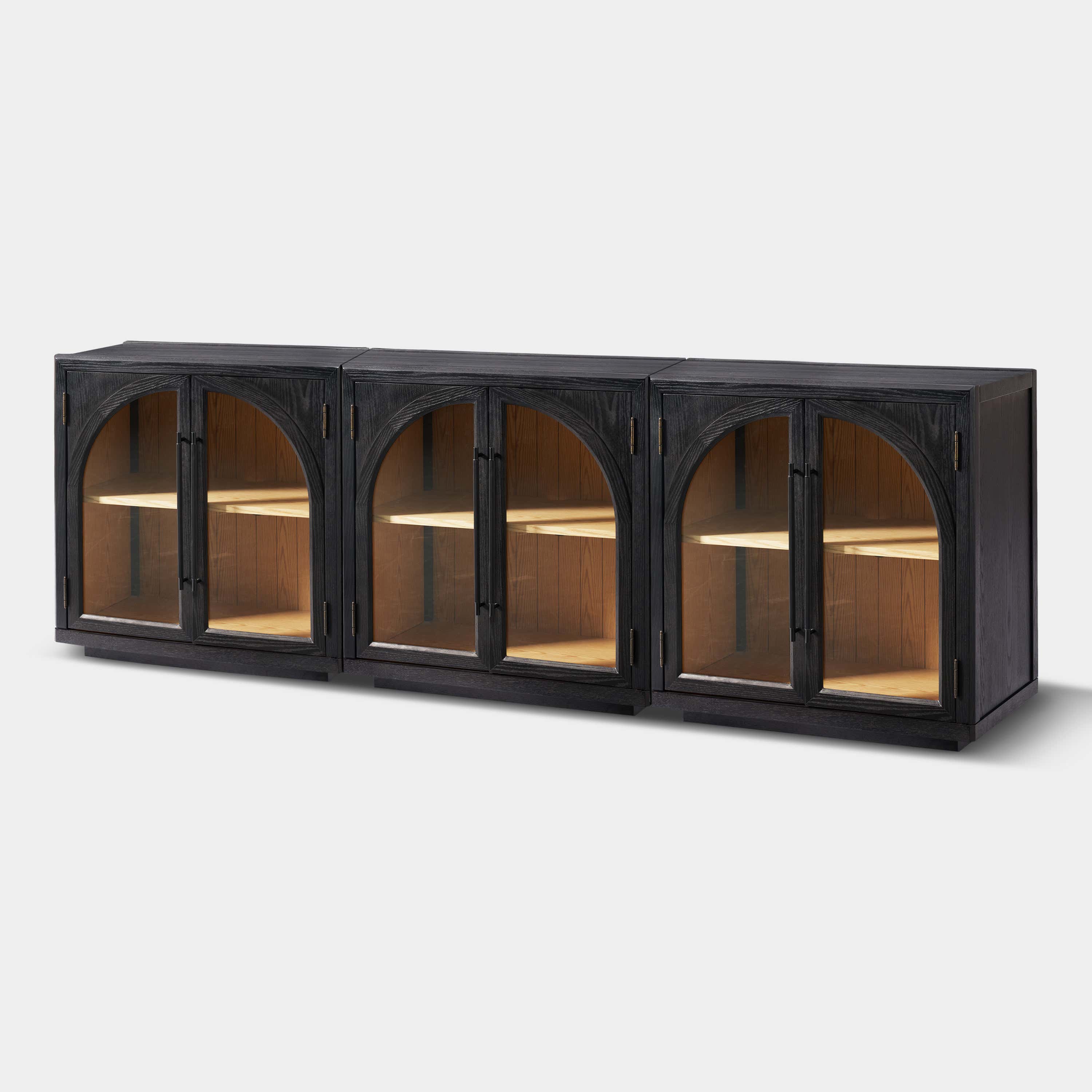 Alvar Arched 95″ Oak Media Console(Set of 3)