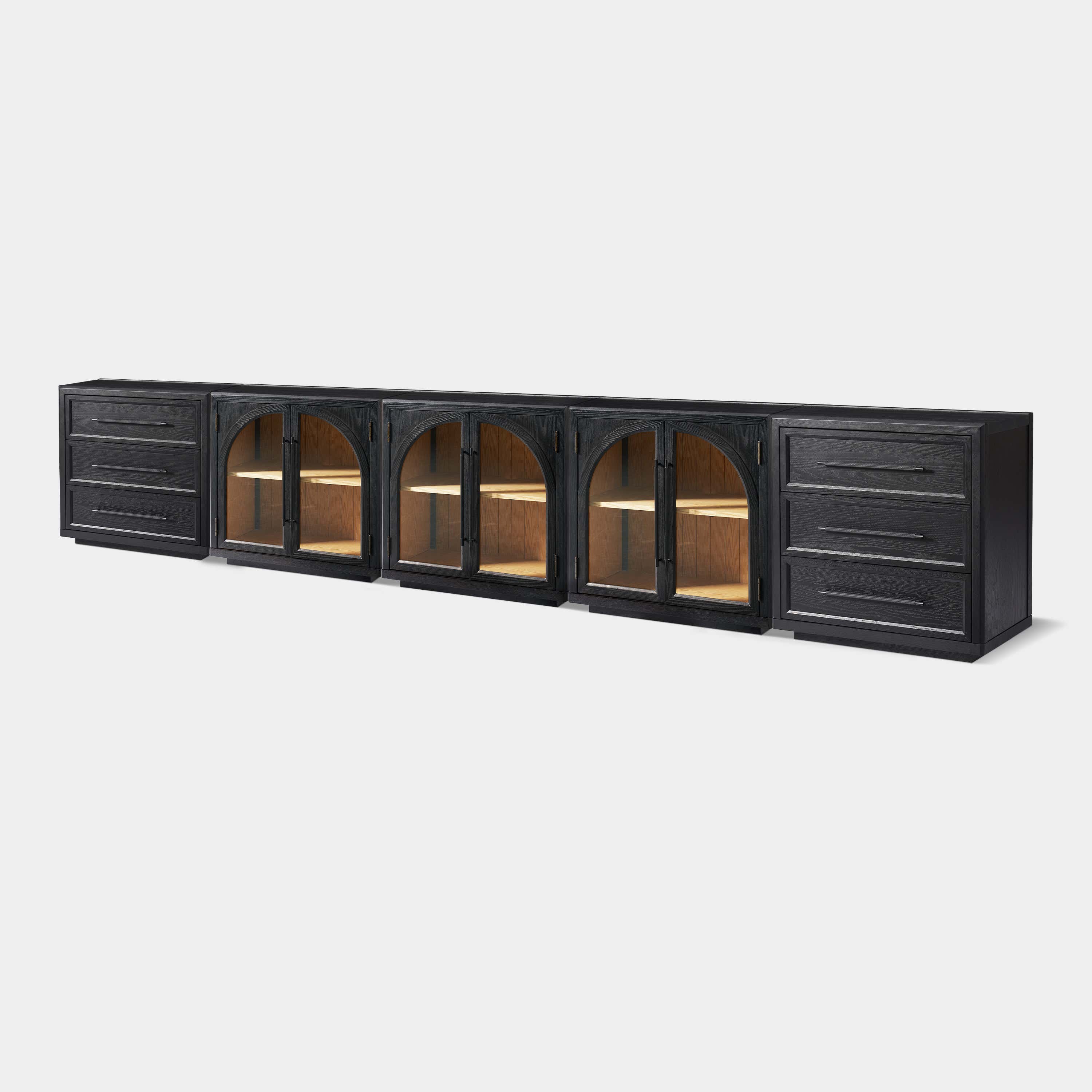Alvar Arched 157.5″ Oak Modular Media Console(Set of 5)