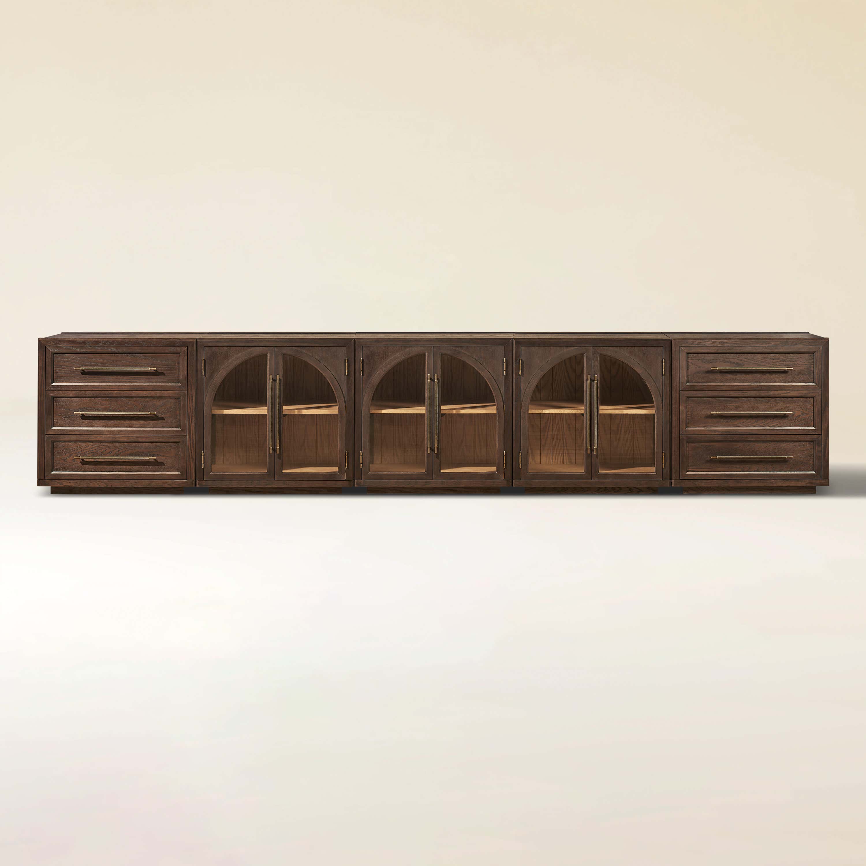 Alvar Arched 157.5″ Oak Modular Media Console(Set of 5)
