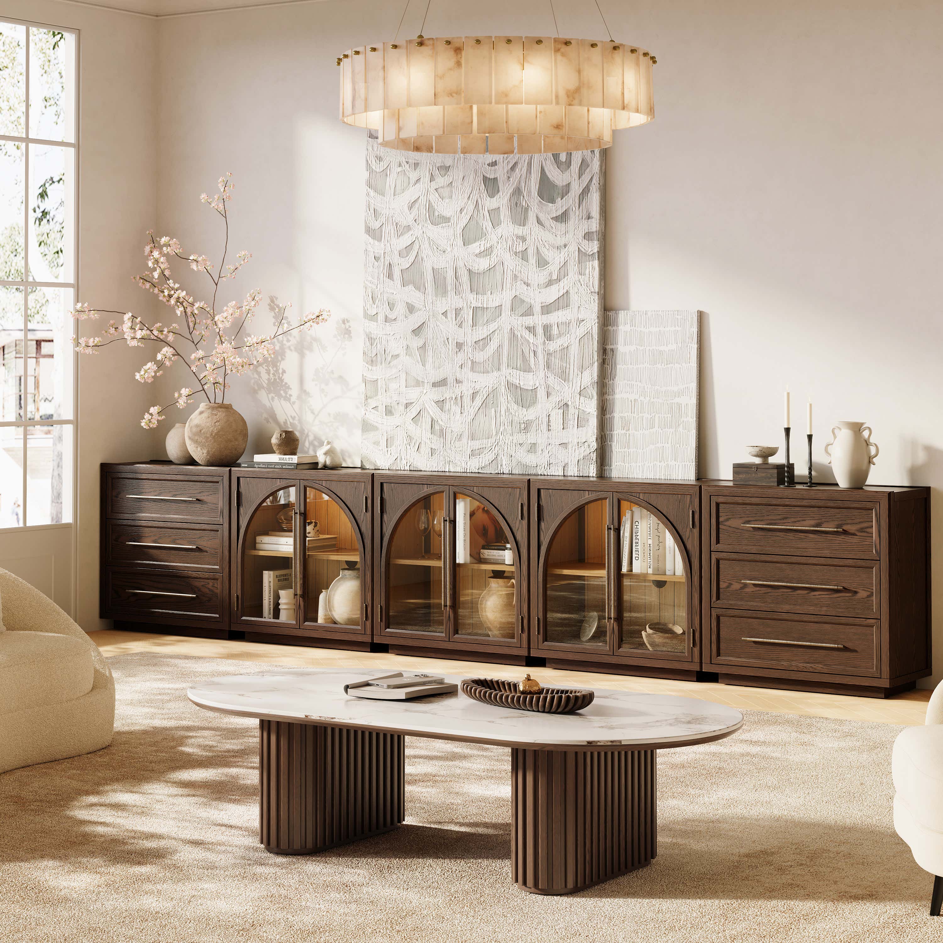 Alvar Arched 157.5″ Oak Modular Media Console(Set of 5)