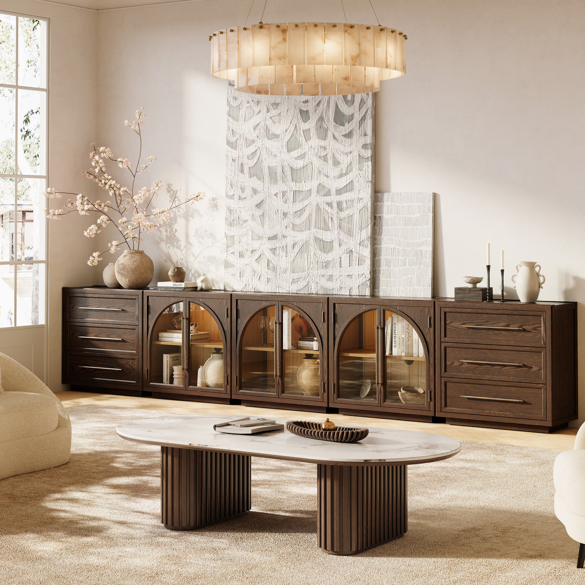Alvar Arched 152" Oak Modular Media Console(Set of 5)