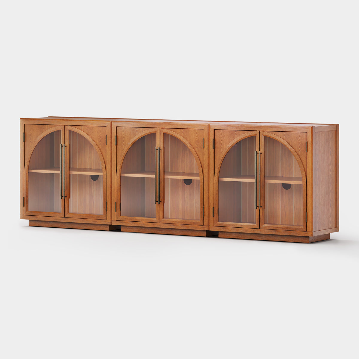 Alvar Arched 91″ Oak Media Console(Set of 3)