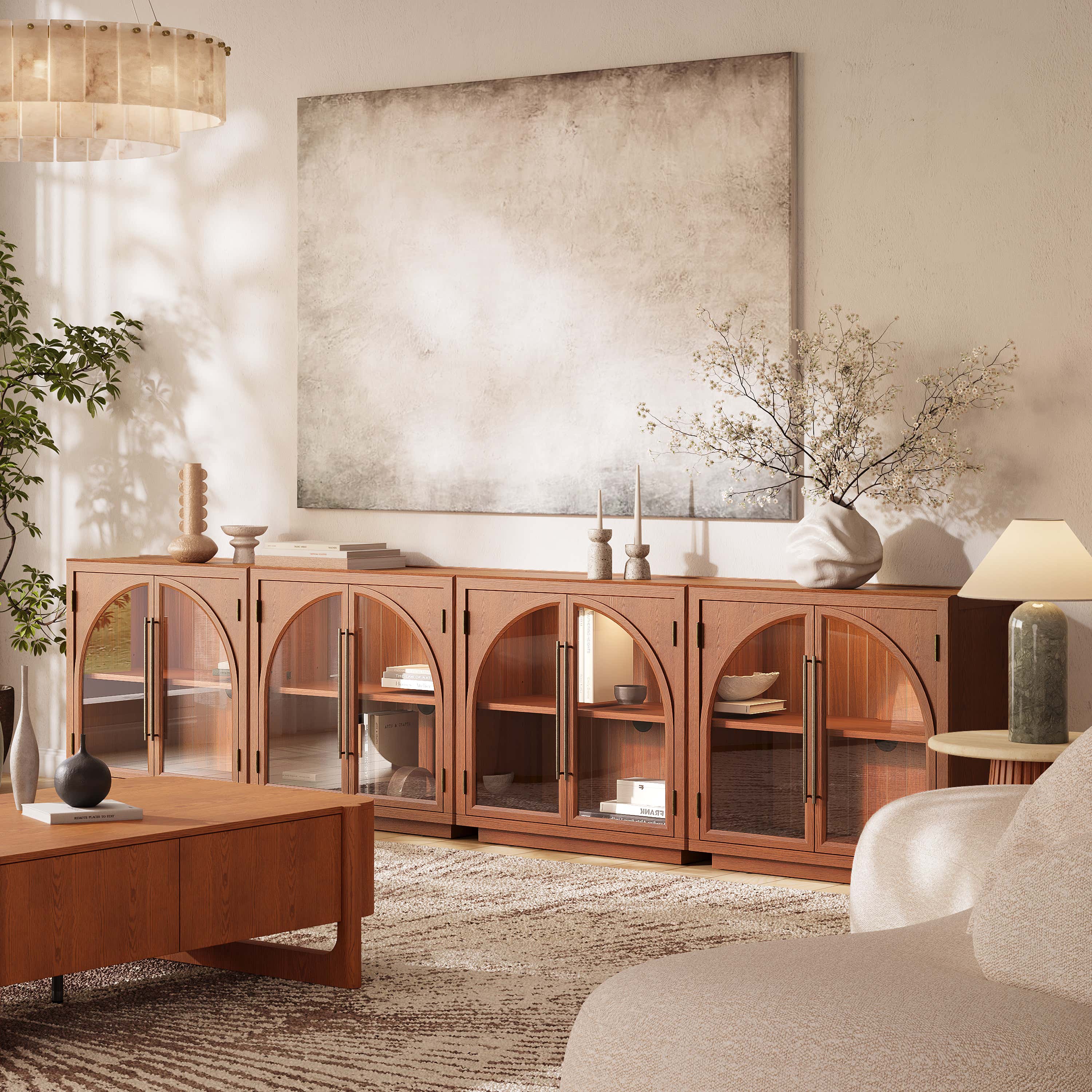 Alvar Arched 32″ Oak Storage Cabinet