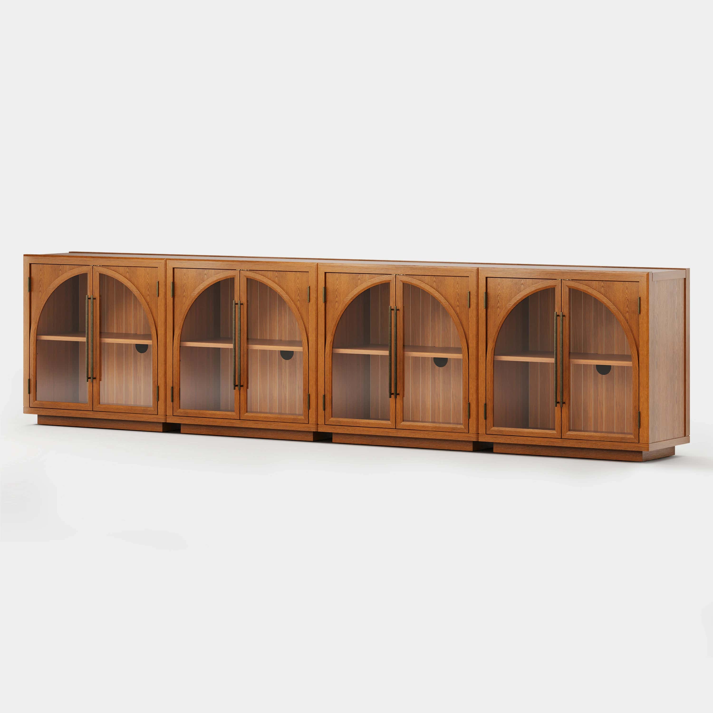 Alvar Arched 126″ Oak Media Console(Set of 4)