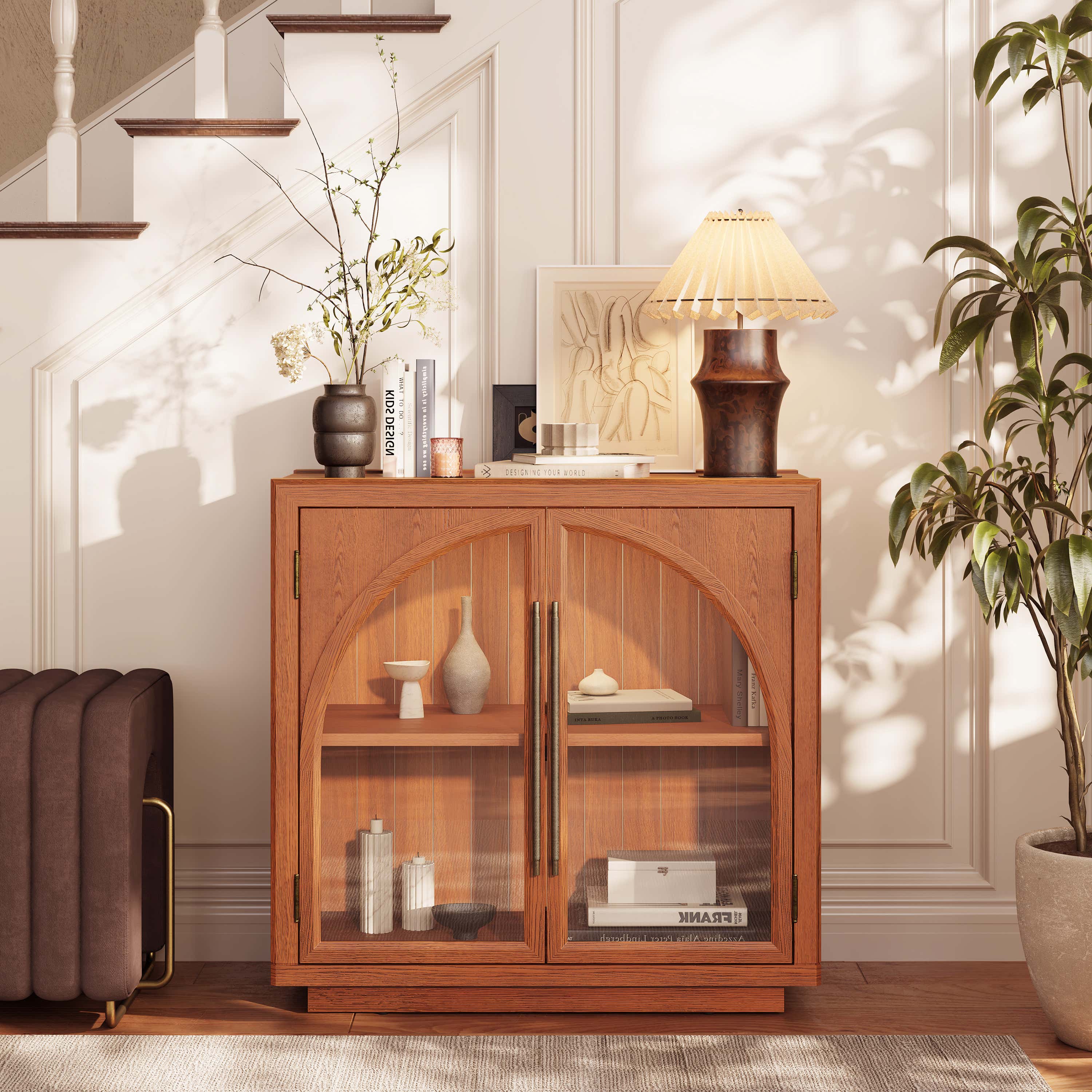 Alvar Arched 157.5″ Oak Modular Media Console(Set of 5)