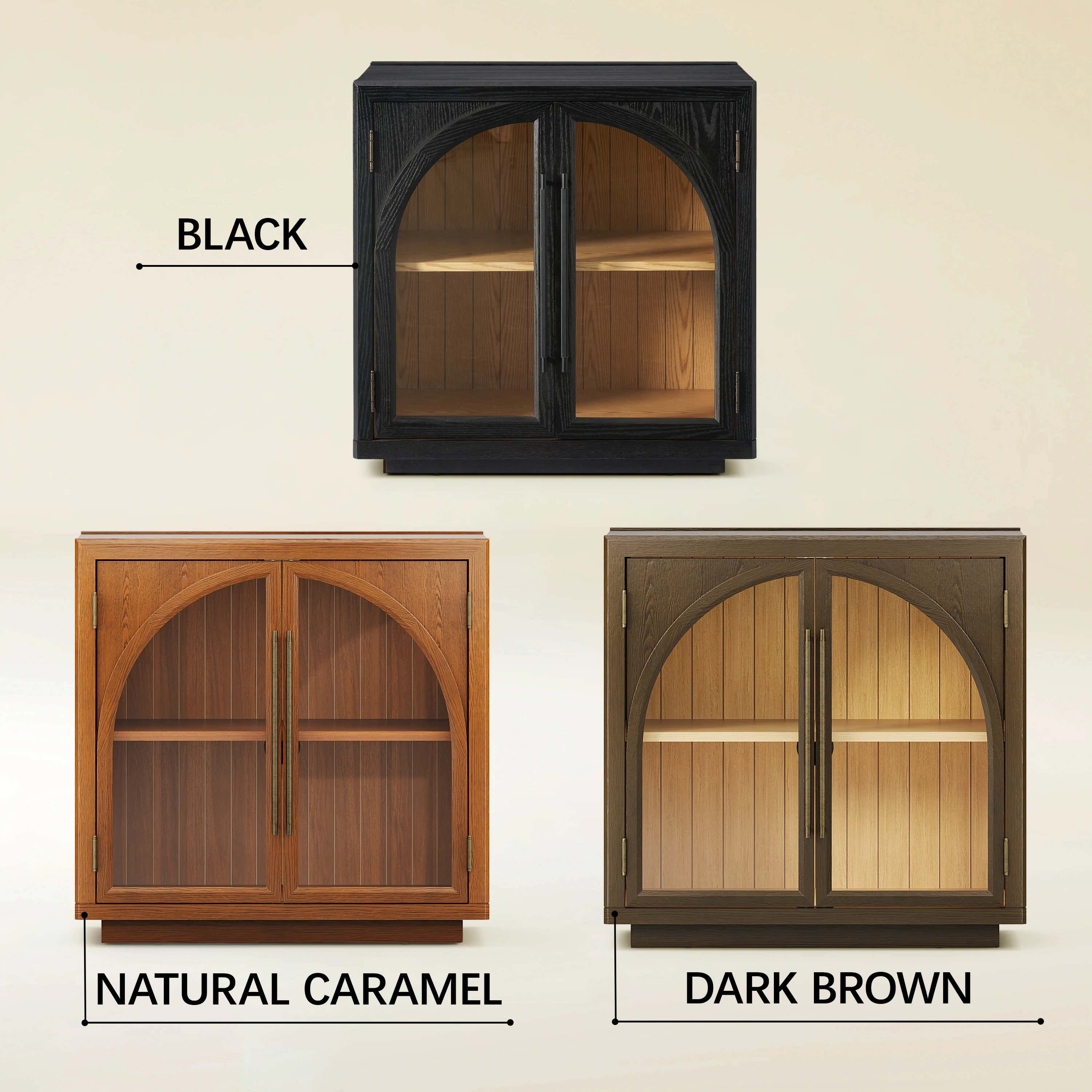 Alvar Arched 95″ Oak Media Console(Set of 3)