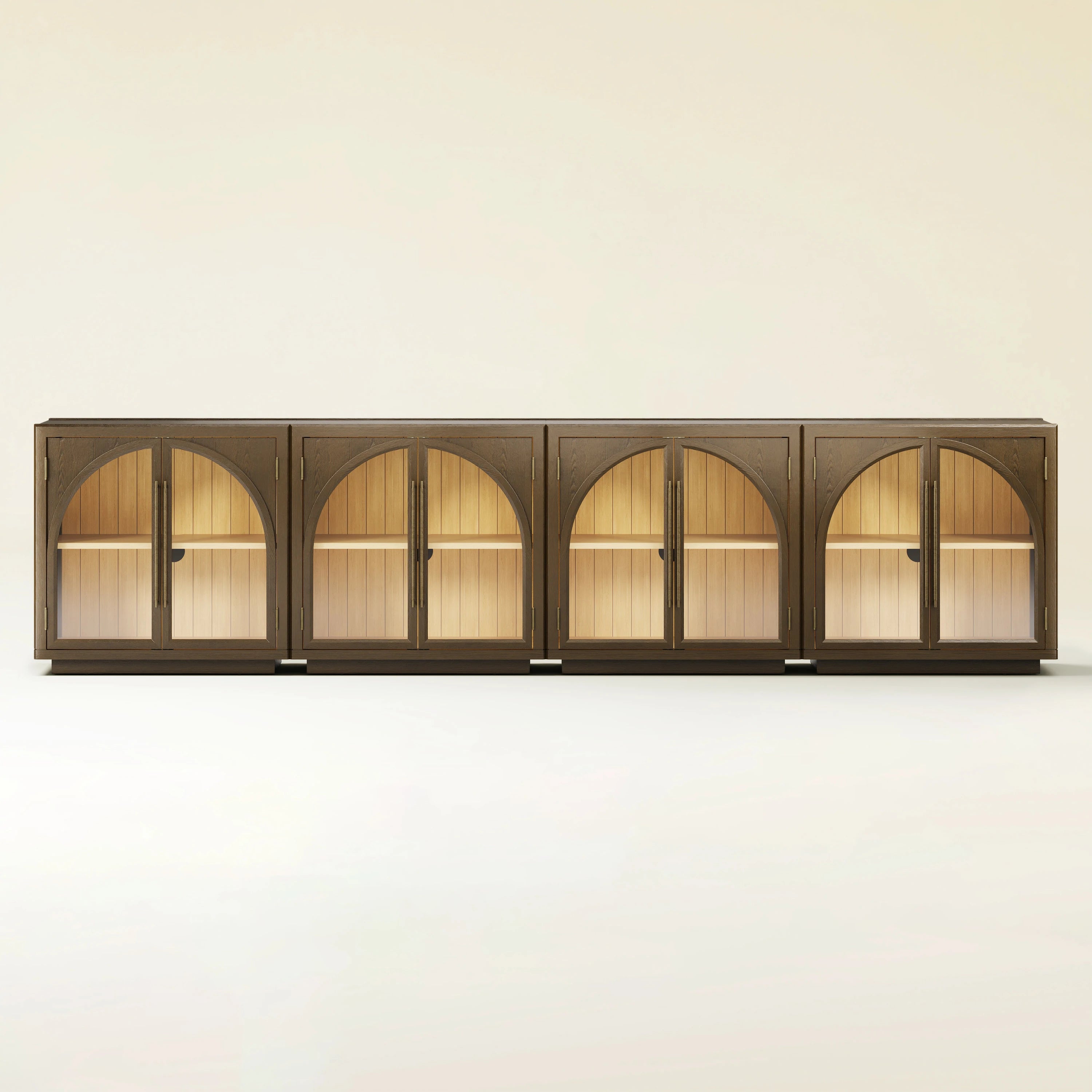 Alvar Arched 126″ Oak Media Console(Set of 4)